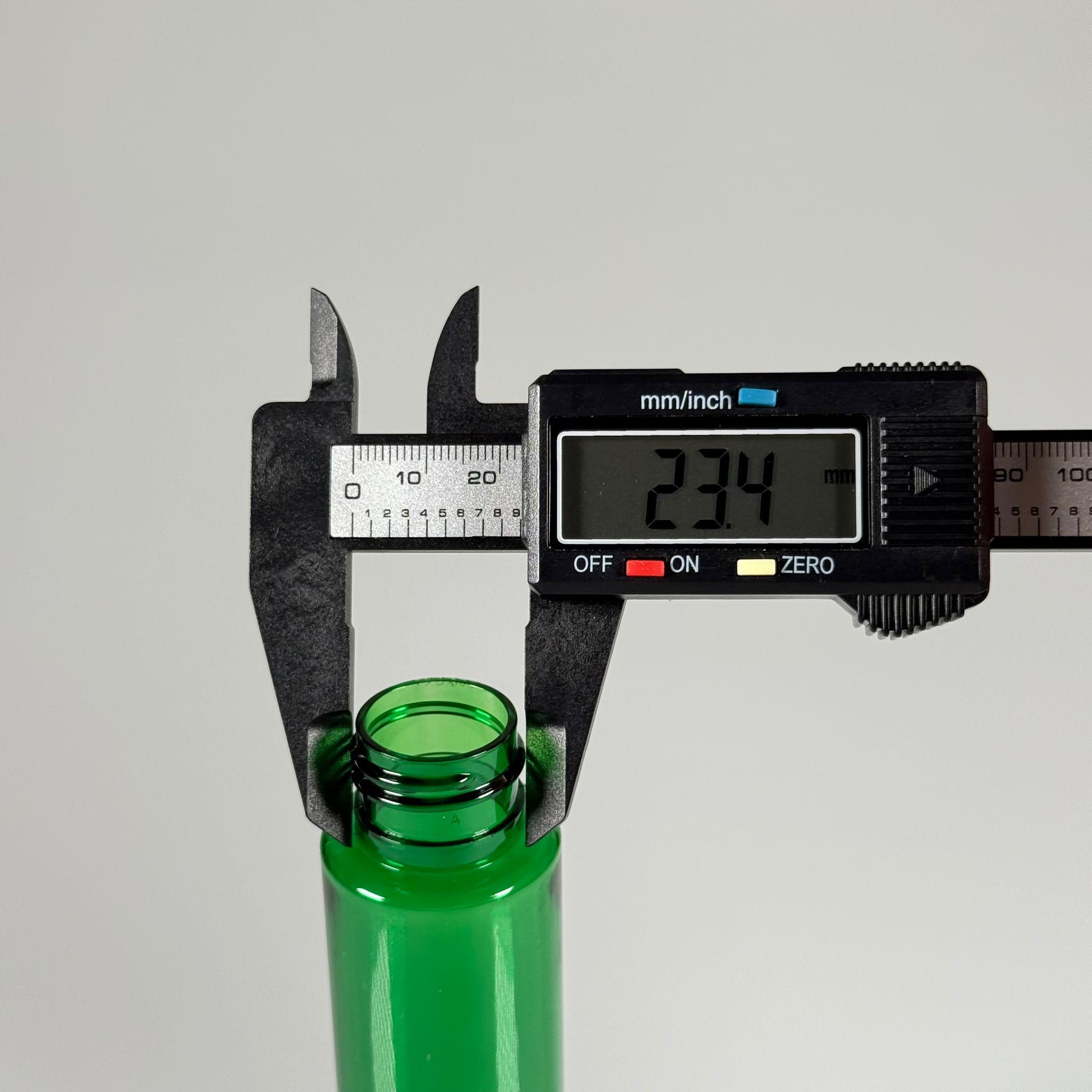 100 CC UZUN SİLİNDİR YEŞİL PET ŞİŞE (24 GR) - 24 MM AĞIZ KAPAKSIZ - 100 ML BİBERİYE SUYU, LAVANTA YAĞI, SAÇ SERUM, TONİK VB İÇİN PLASTİK KOZMETİK AMBALAJLARI