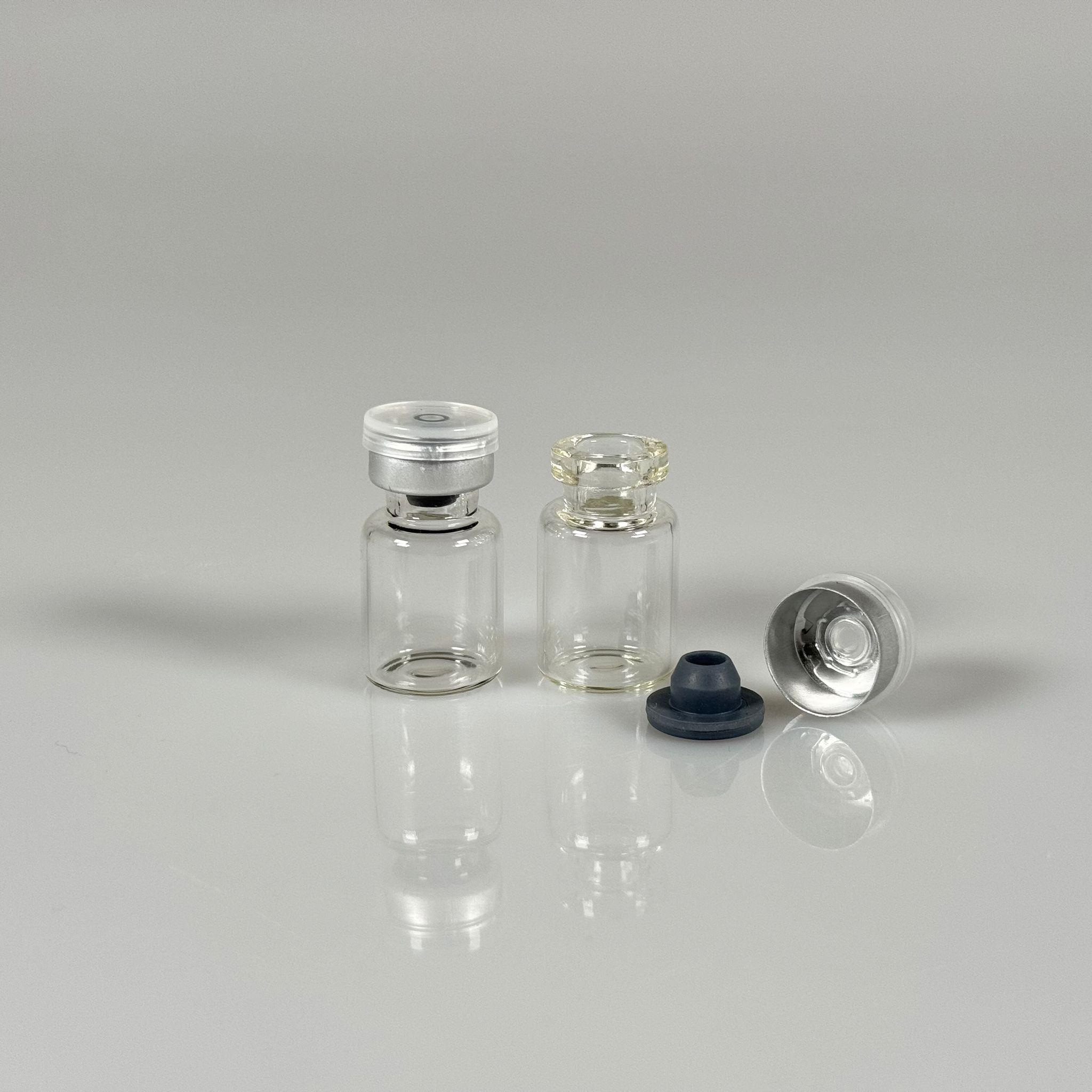 2 ML vial flakon şişe - 13 ağız 2 cc şeffaf cam ilaç şişesi + kauçuk butil enjektör tıpası + gümüş alüminyum kapaklı takım