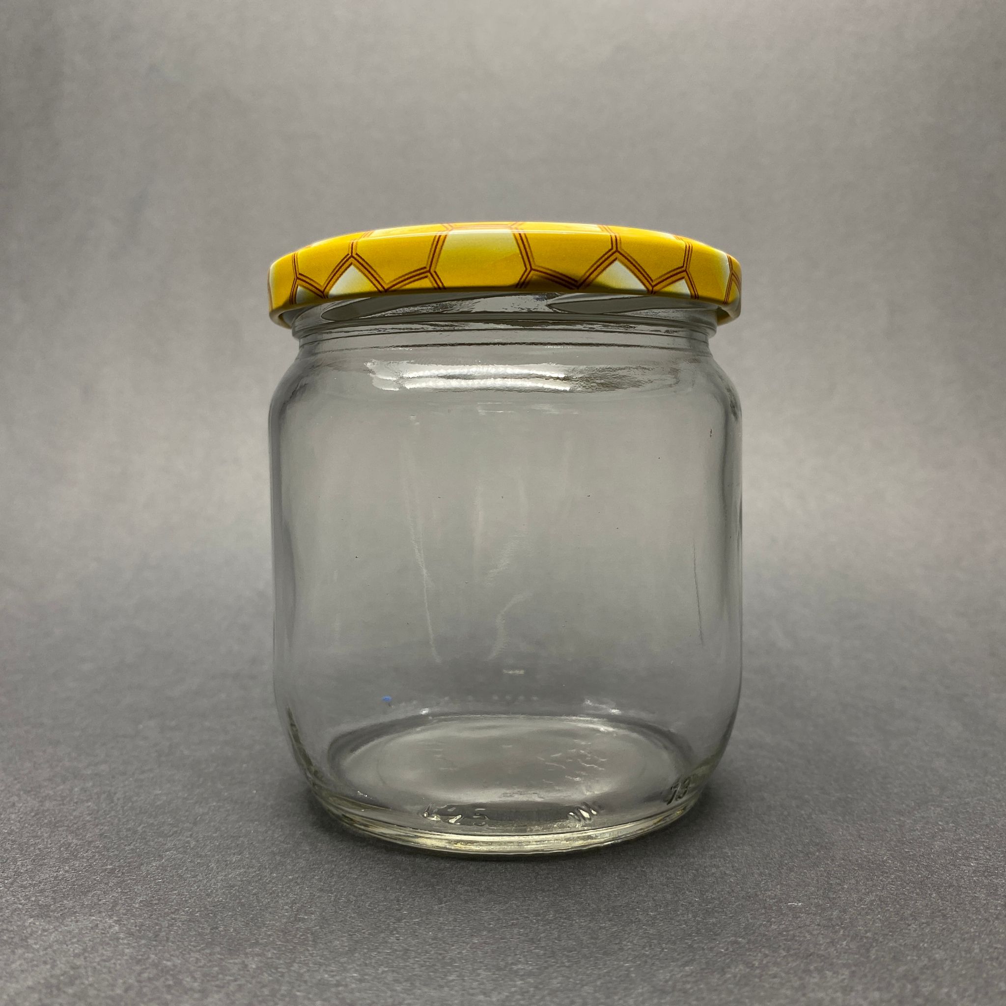 425 CC CAM KAVANOZ - PETEK/BAL DESENLİ METAL KAPAKLI - 425 ML CAM KAVANOZ - KONSERVE KAVANOZU