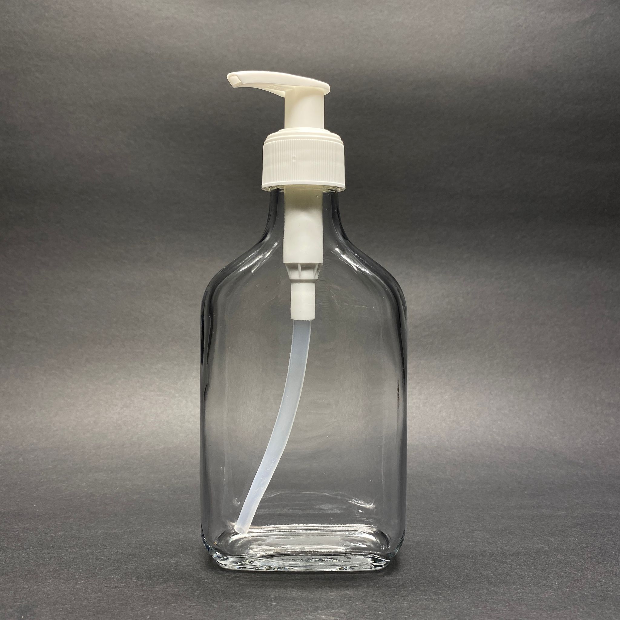 200 CC YASSI CAM ŞİŞE - BEYAZ POMPALI  - 200 ML SIVI SABUN POMPALI YASSI CAM ŞİŞE