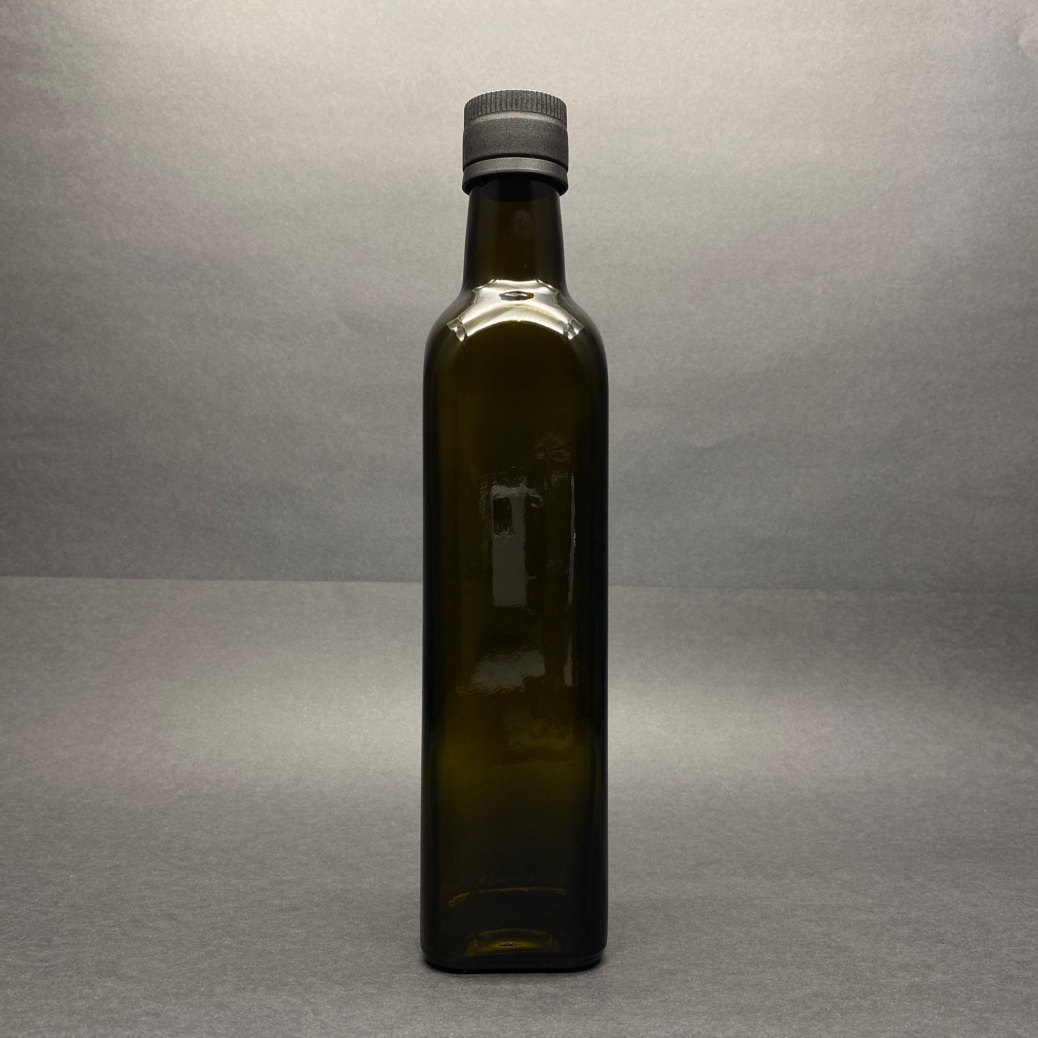 500 CC YEŞİL MARASKA CAM ŞİŞE - SİYAH KİLİTLİ BİLYELİ PLASTİK KAPAKLI - 500 ML KÖŞELİ YAĞ ŞİŞESİ - SIVIYI KONTROLLÜ AKITMAYI SAĞLAR