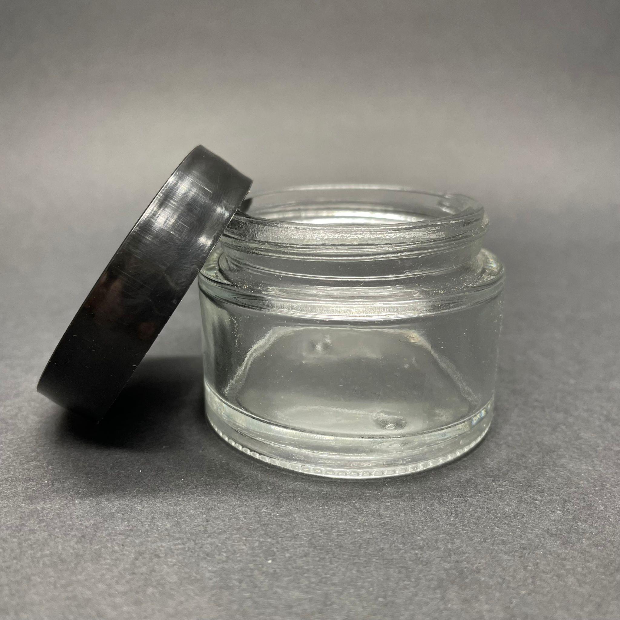 50 CC CAM KREM KAVANOZU - SİYAH KAPAKLI - 50 ML ŞEFFAF CAM KREM KAVANOZU