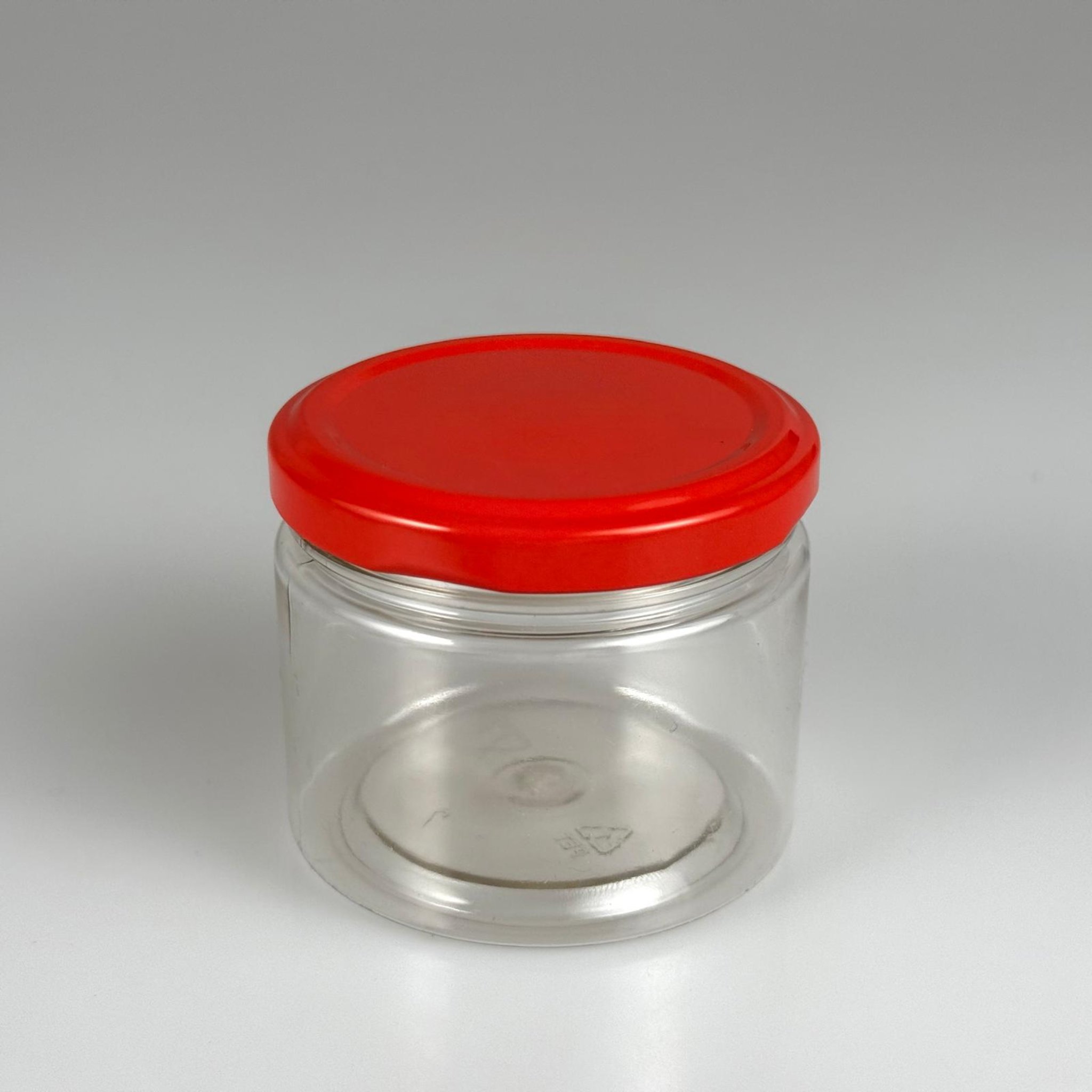 100 CC ŞEFFAF PET KAVANOZ + DÜĞMELİ KIRMIZI METAL KAPAKLI TAKIM - 100 ML PLASTİK KAVANOZ