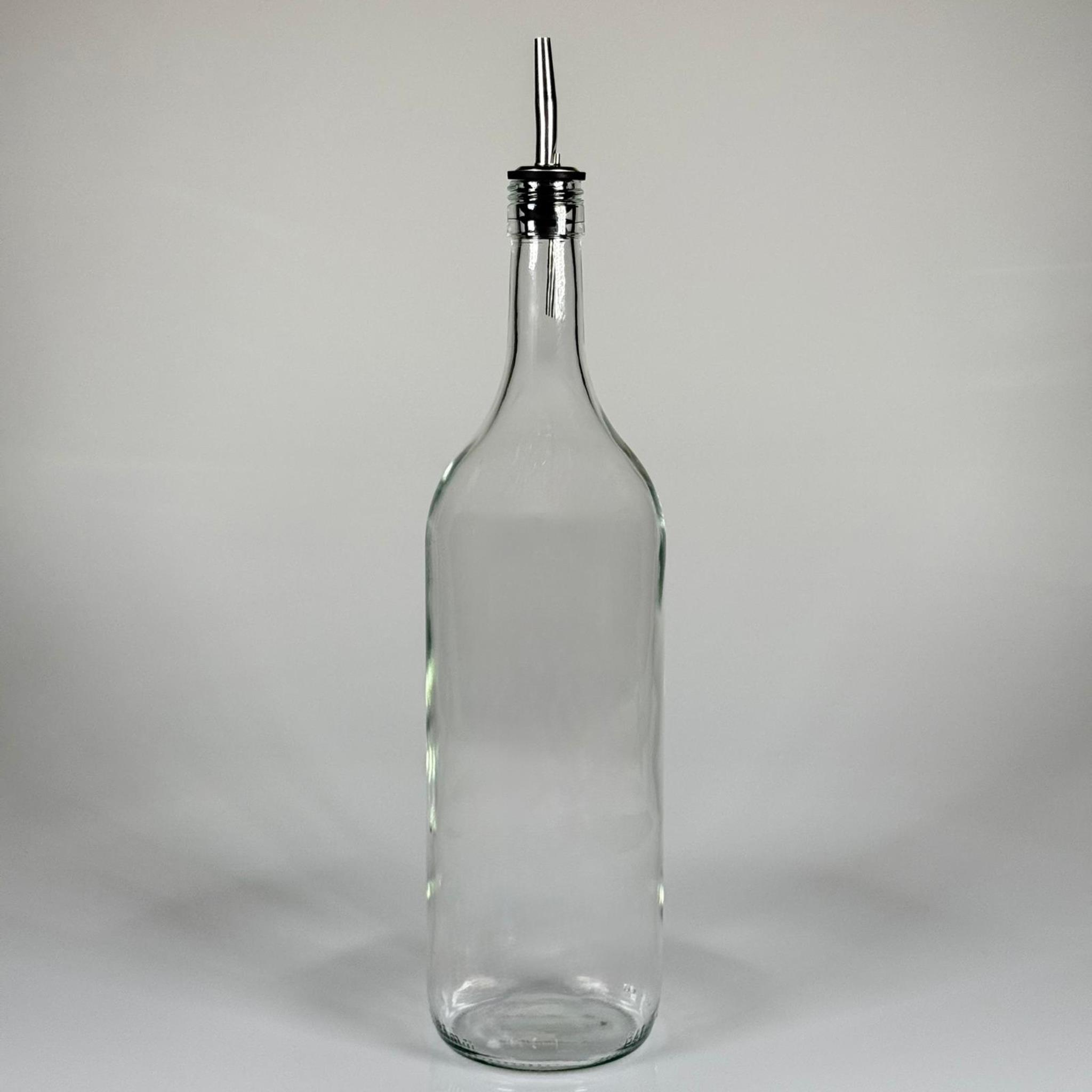 1500 CC ŞEFFAF CAM ŞİŞE - ÇELİK YAĞDANLIK TIPALI AKITICILI - 1,5 LİTRE YEŞİL CAM ŞİŞE - 1500 ML YAĞLIK SİRKELİK ŞİŞESİ