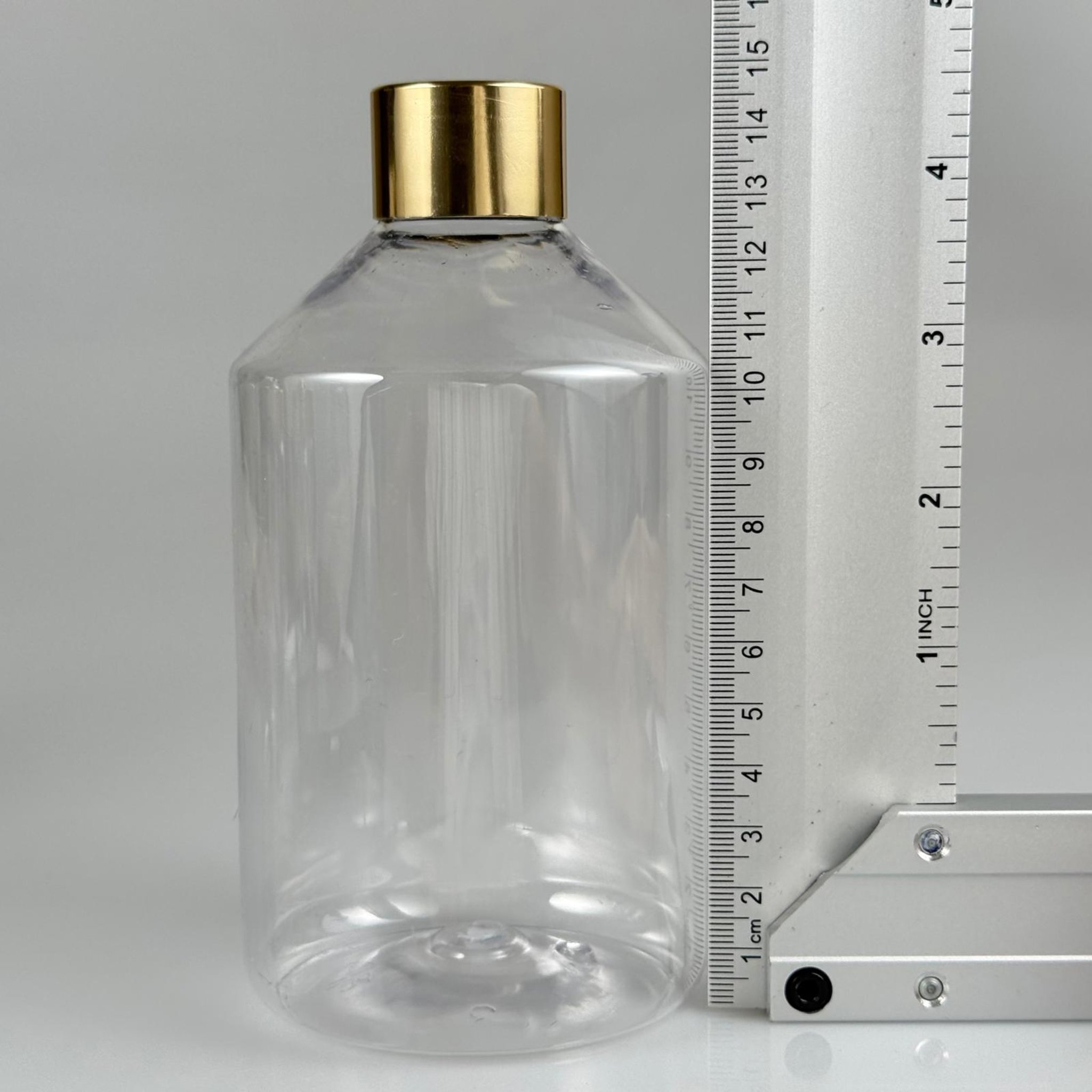 500 CC KÜT BOYUNLU ŞEFFAF PET ŞİŞE + ALÜMİNYUM KAPLAMALI GOLD KAPAKLI + KÖR TIPALI TAKIM - 500 ML PET ŞİŞE
