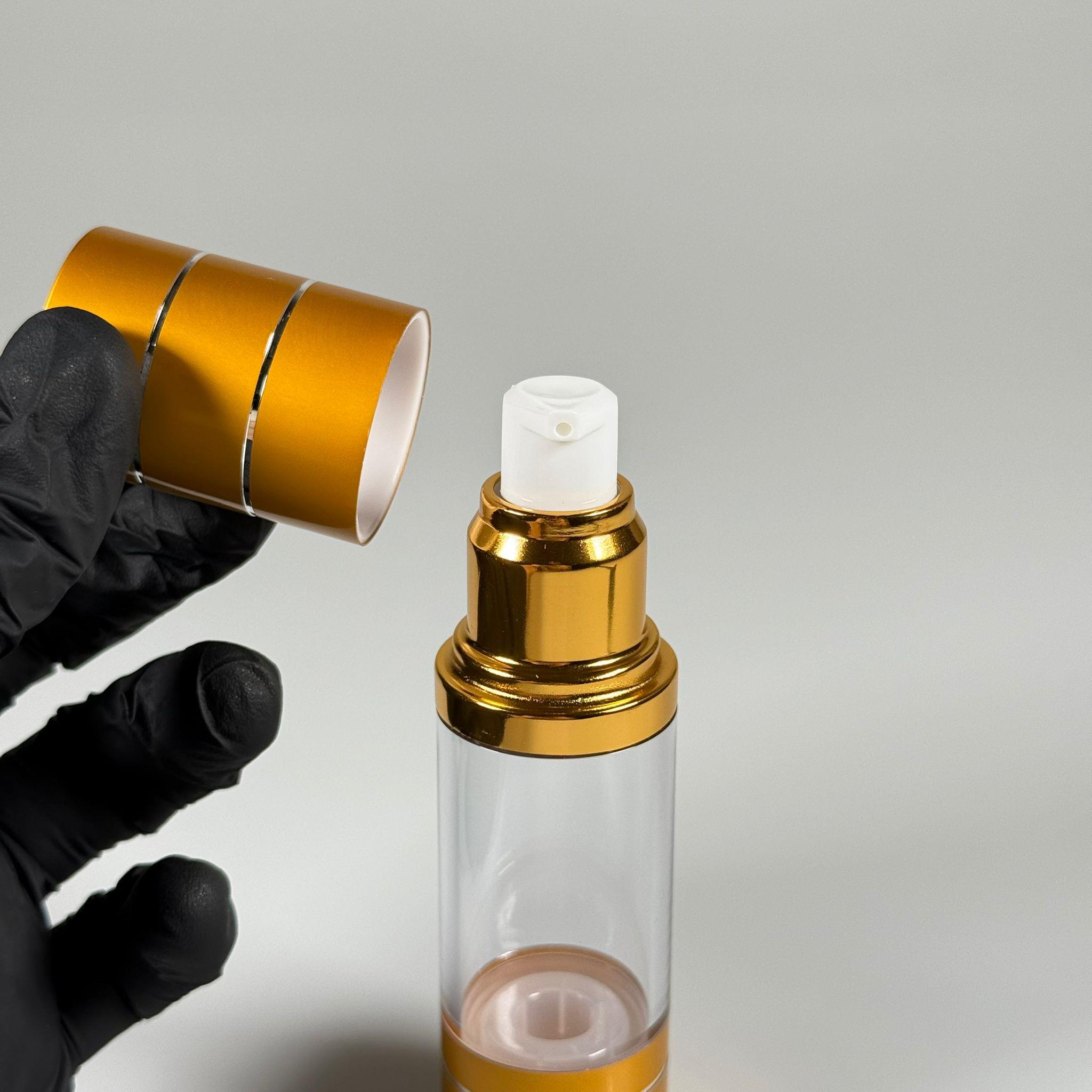 BOŞ KREM VE LOSYON ŞİŞESİ 30 ML BOŞ AİRLESS ŞİŞE - HAVASIZ POMPALI GOLD ÜSTÜ YALDIZLI AİRLESS ŞİŞE