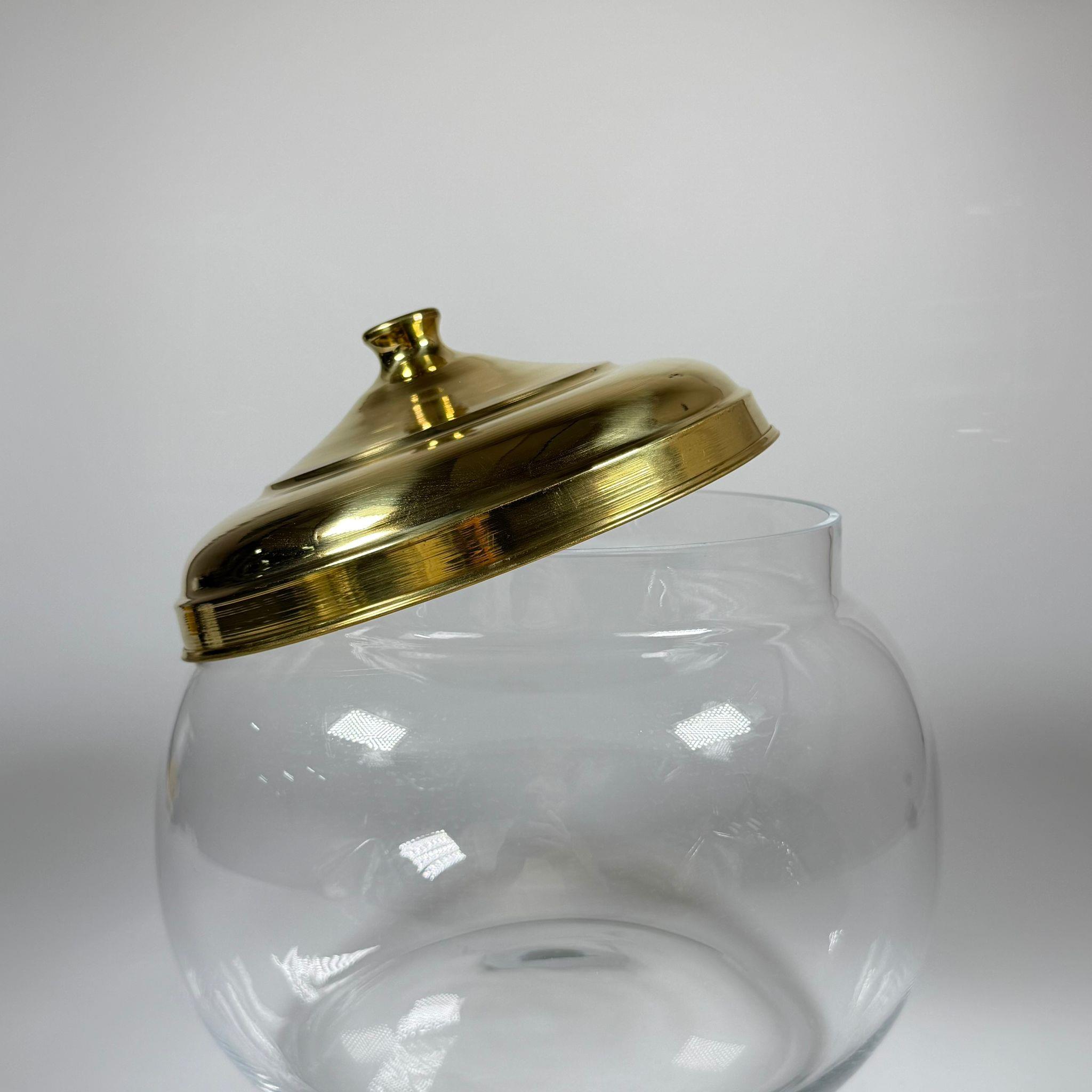 PİRİNÇ KAPAKLI CAM FANUS - ORTA BOY 10 LT - ÇEREZCİ, AKTAR, MARKET VB RAFLARI İÇİN TEŞHİR FANUSU