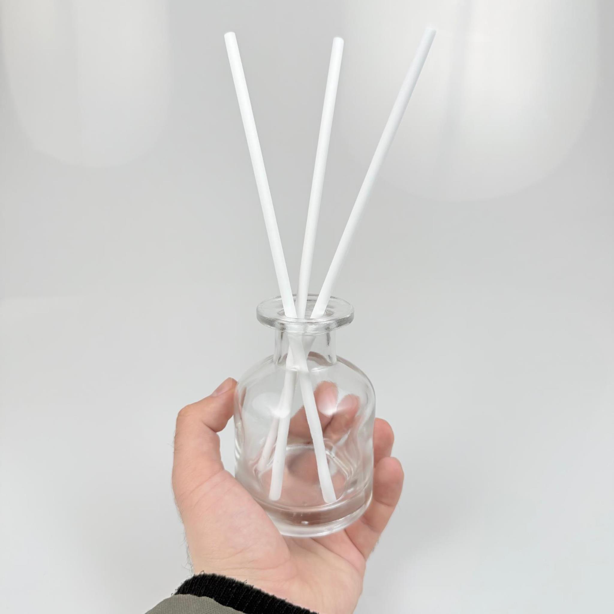 150 CC CAM BAMBU SİLİNDİR ODA KOKUSU ŞİŞESİ - 150 ML DİFFUSER CAM ŞİŞE + GRİ MANTAR TIPA + 3 ADET 21 CM BEYAZ FİBER BAMBU ÇUBUK