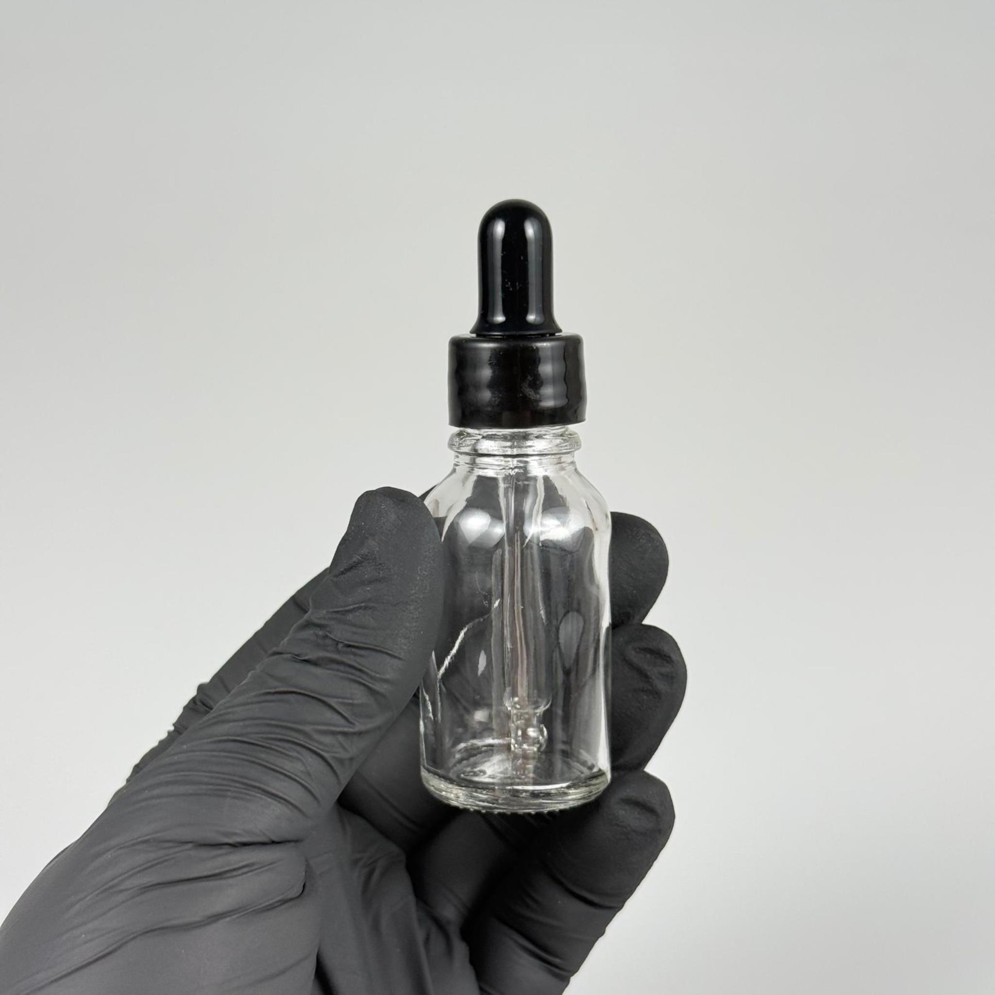 15 CC ŞEFFAF CAM DAMLALIKLI ŞİŞE - SİYAH EMZİK + SİYAH DÜZ KAPAK + CAM PİPET TAKIM - 15 ML DAMLALIKLI ŞİŞE SETİ