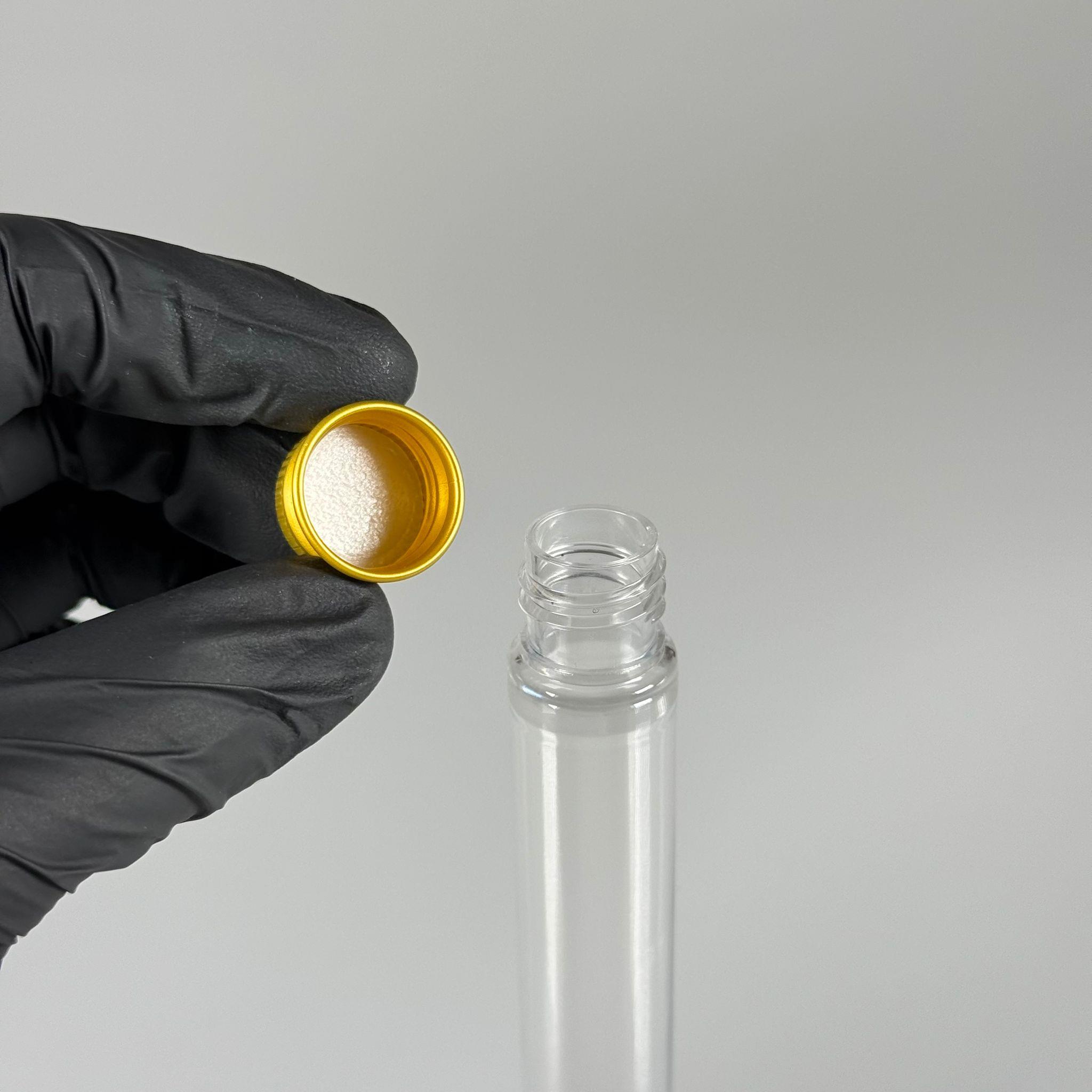 16 CM TÜP - 45 CC UZUN İNCE PET ŞİŞE - CONTALI GOLD METAL KAPAKLI  - VANİLYA ÇUBUĞU, BAHARAT, DENEY TÜPÜ VB İÇİN PLASTİK TÜP