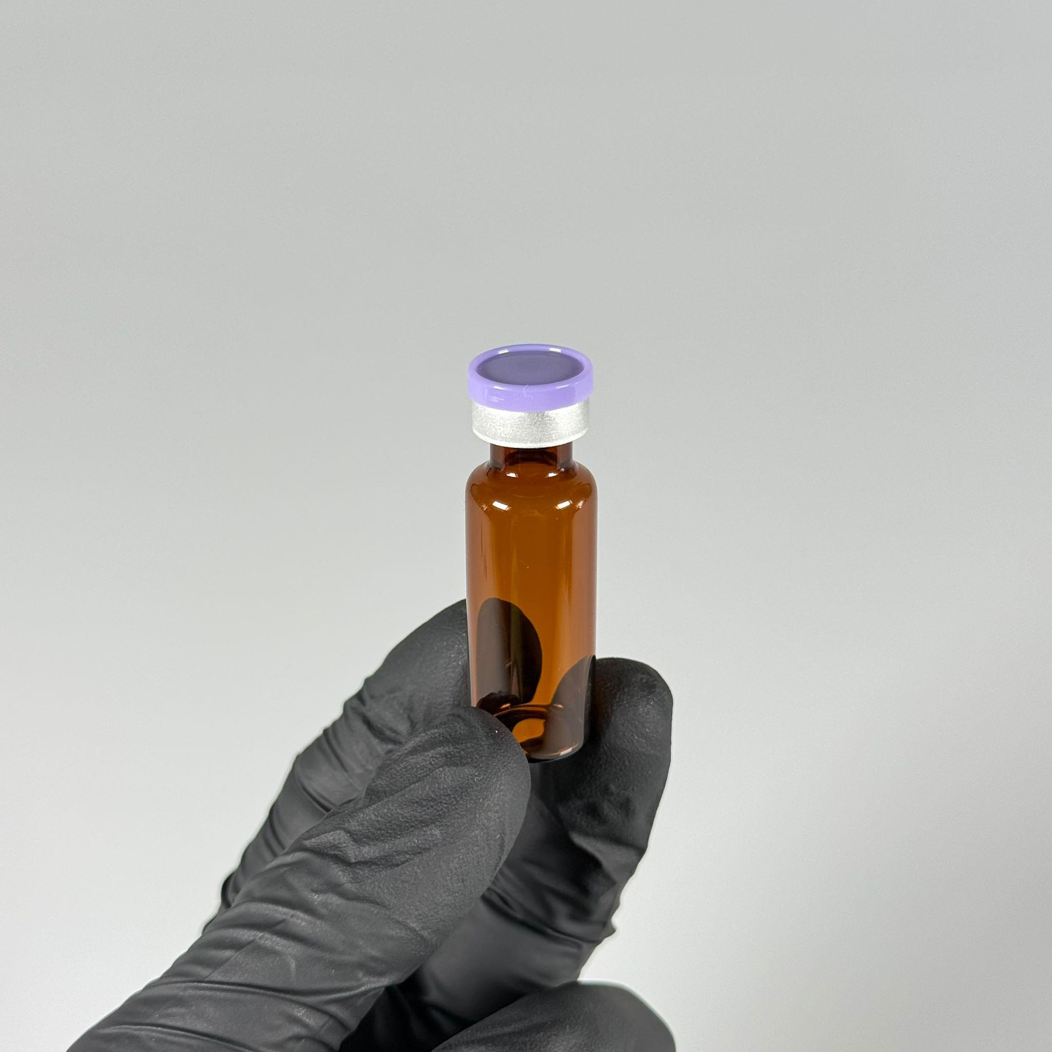 4 ML vial flakon şişe - 13 ağız 4 cc amber cam ilaç şişesi + kauçuk butil enjektör tıpası + mor alüminyum kapaklı takım