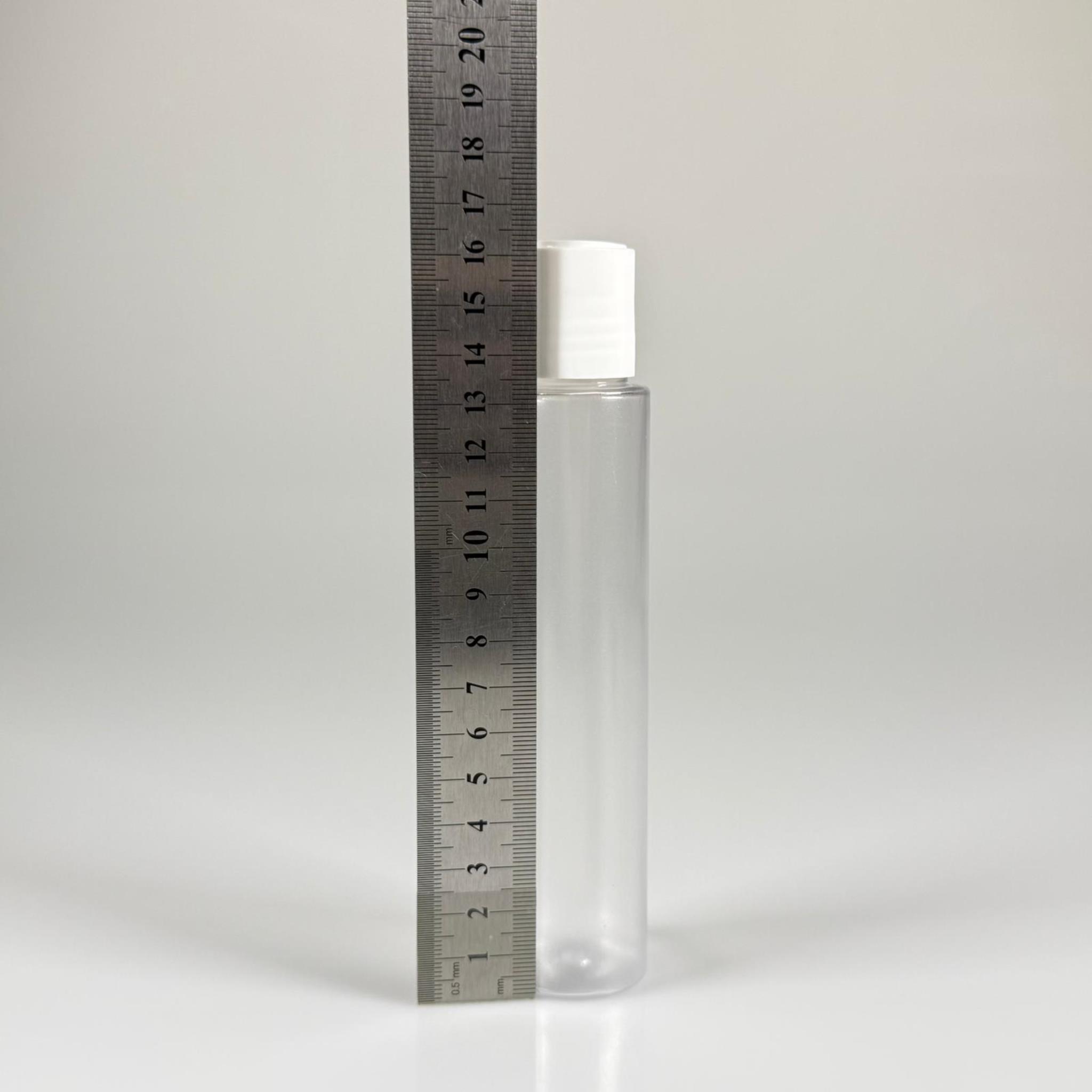 100 CC UZUN SİLİNDİR BUĞULU PET ŞİŞE (24 GR)  - BEYAZ DİSKTOP AKITICI ŞAMPUAN KAPAKLI - 100 ML BİBERİYE SUYU, LAVANTA YAĞI, SAÇ SERUM, TONİK VB İÇİN PLASTİK KOZMETİK AMBALAJLARI