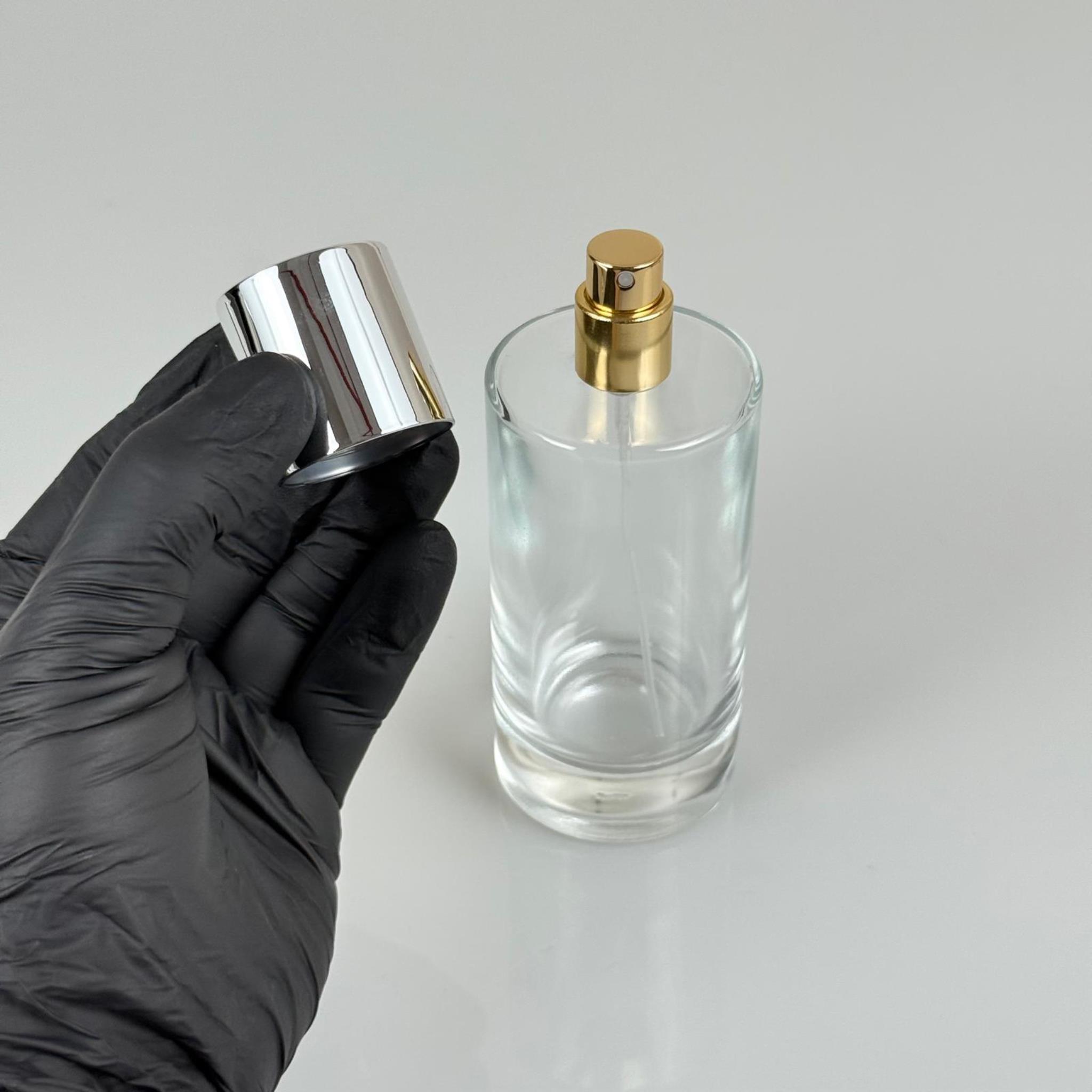 100 ML SİLİNDİR MODEL SAVAGE PARFÜM ŞİŞESİ - GOLD METAL SPREYLİ + GÜMÜŞ GENİŞ KAPAKLI (AĞIZ 15 MM GEÇME KOLAY KAPAMA)