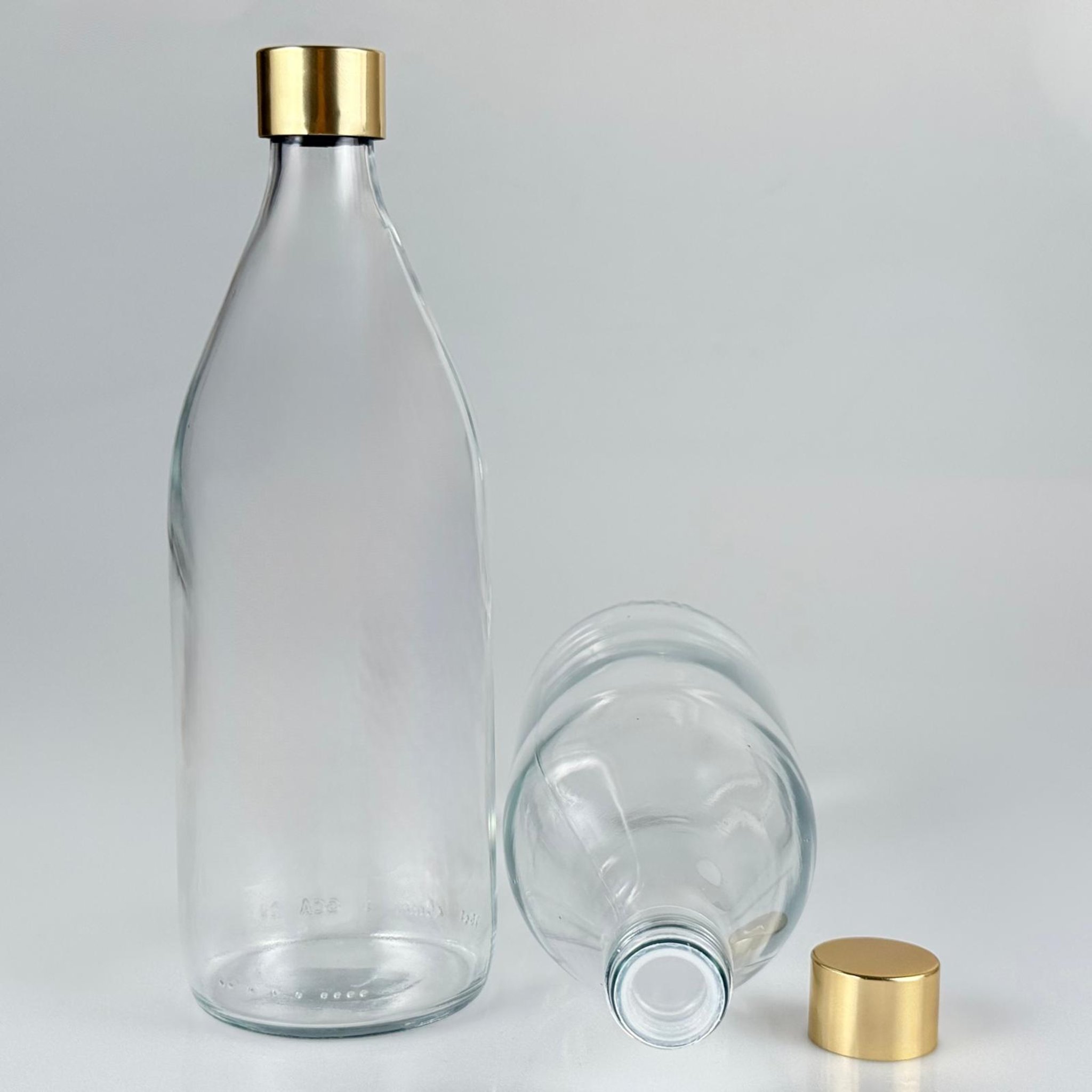750 CC CAM ŞİŞE + ALÜMİNYUM KAPLAMALI GOLD KAPAKLI + KÖR TIPALI TAKIM - 750 ML CAM SU ŞİŞESİ
