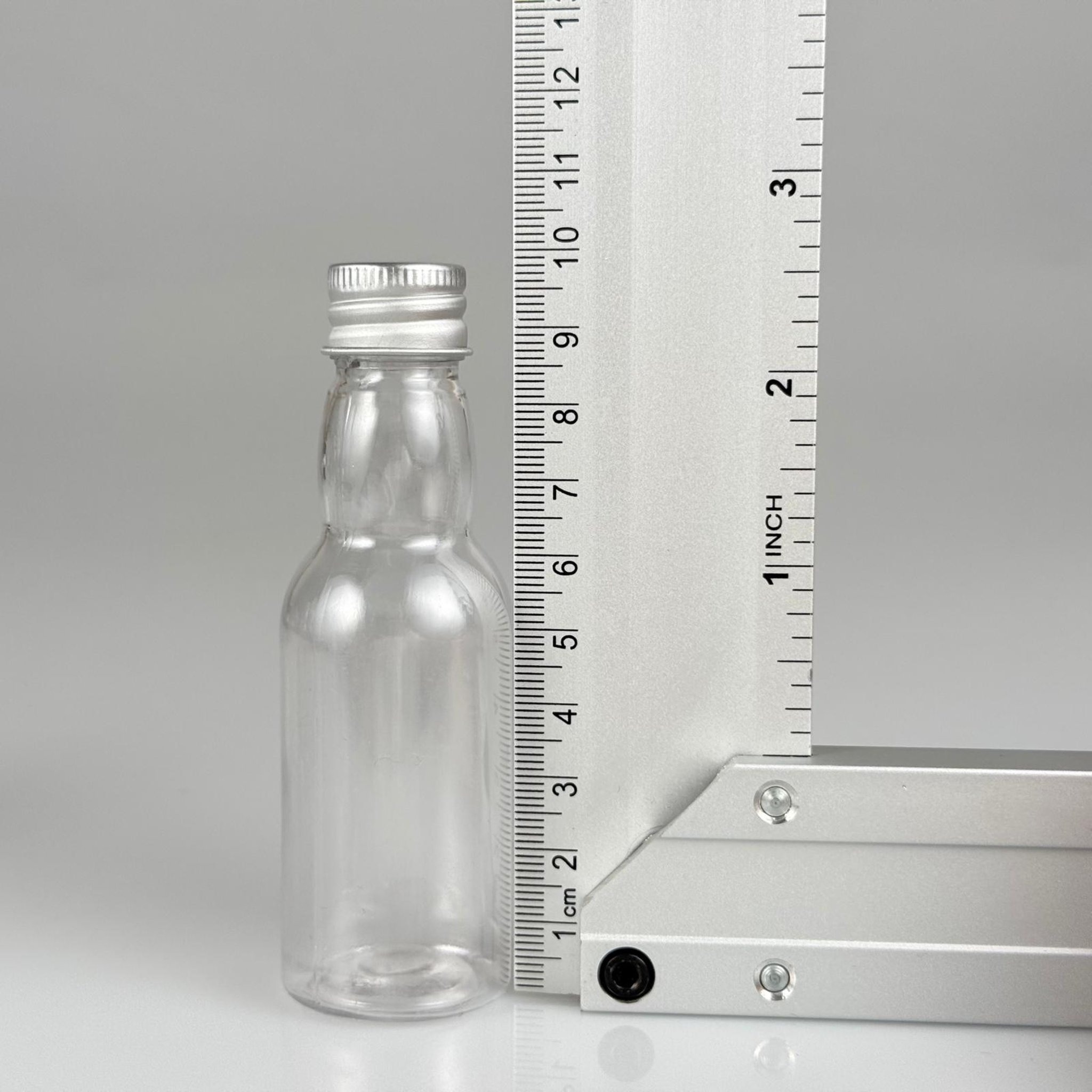 40 CC ŞEFFAF UZUN BOĞAZLI PET ŞİŞE + KÖPÜK CONTALI GÜMÜŞ ALÜMİNYUM METAL KAPAKLI + DAMLALIKLI KOLONYA TIPALI TAKIM - 40 ML BOĞAZLI PET ŞİŞE