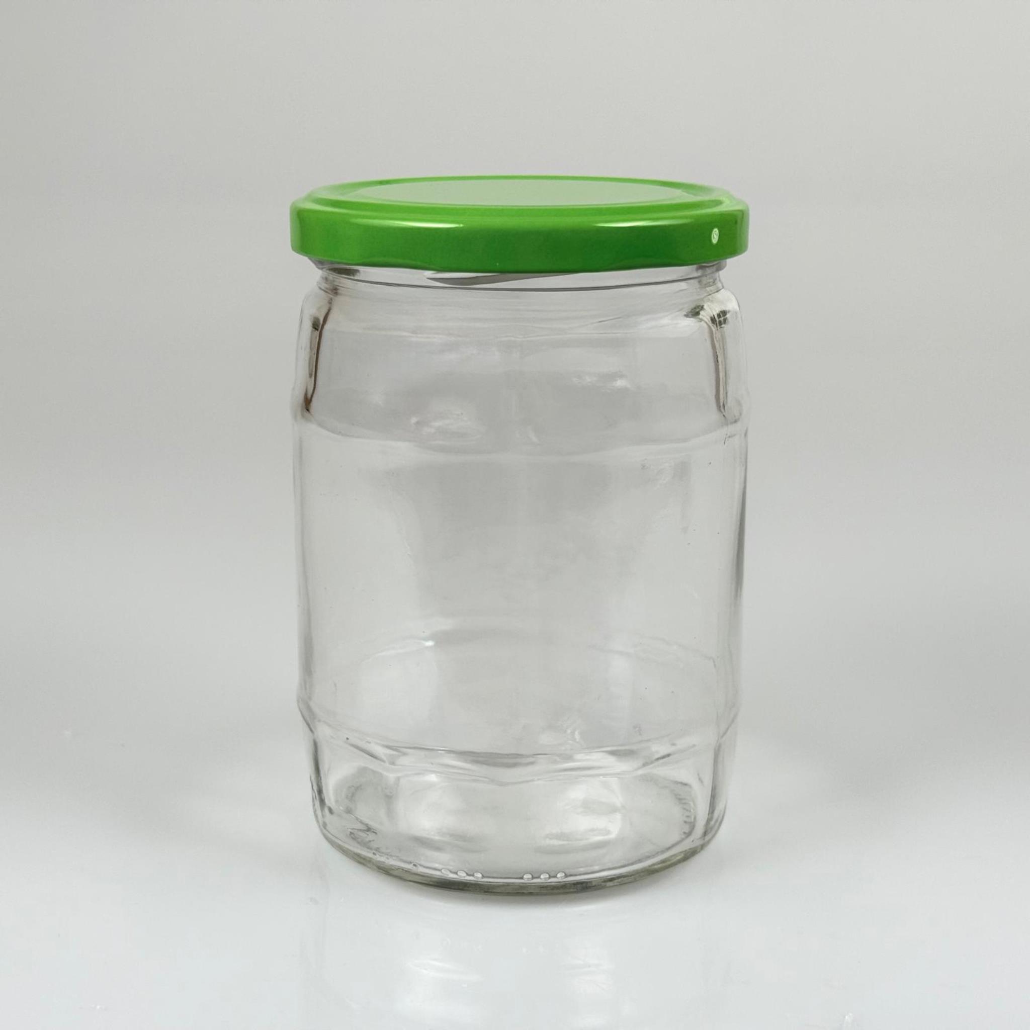 580 CC FIÇI KAVANOZ - AÇIK YEŞİL METAL KAPAKLI - 580 ML FIÇI MODEL CAM KAVANOZ