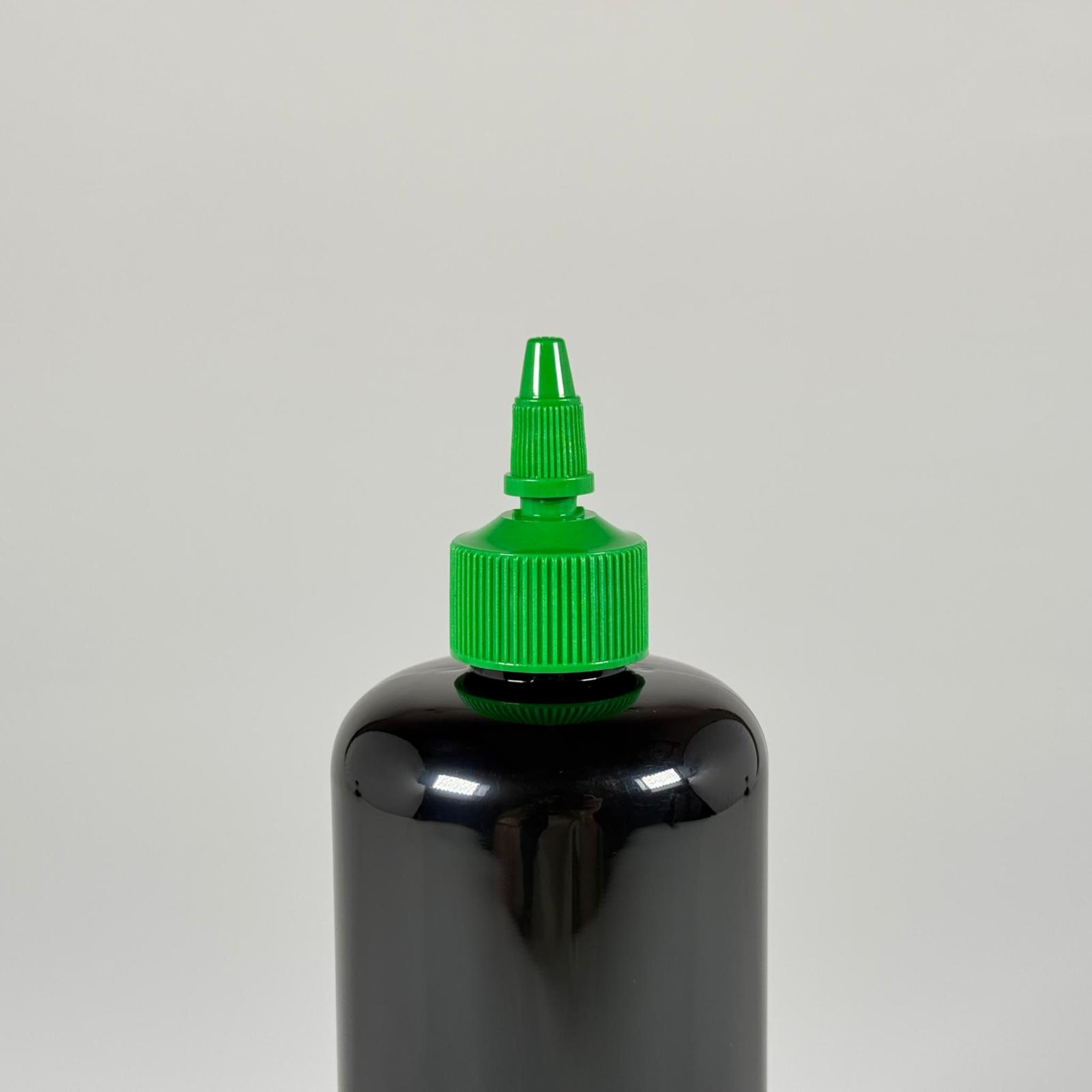 ZEYTİNYAĞI, SOS, ACI SOS, SİRKE, SRIRACHA VB BOŞ ŞİŞELERİ - YEŞİL SİVRİ TWİST AKITICI KAPAK + 500 ML SİYAH SİLİNDİR PET PLASTİK ŞİŞE TAKIM