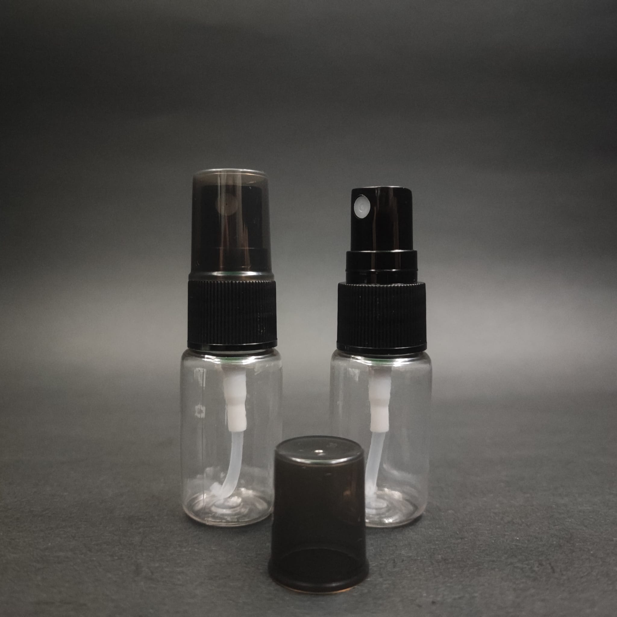 10 CC ŞEFFAF PET ŞİŞE - SİYAH SPREYLİ TESTER 10 ML PLASTİK ŞİŞE