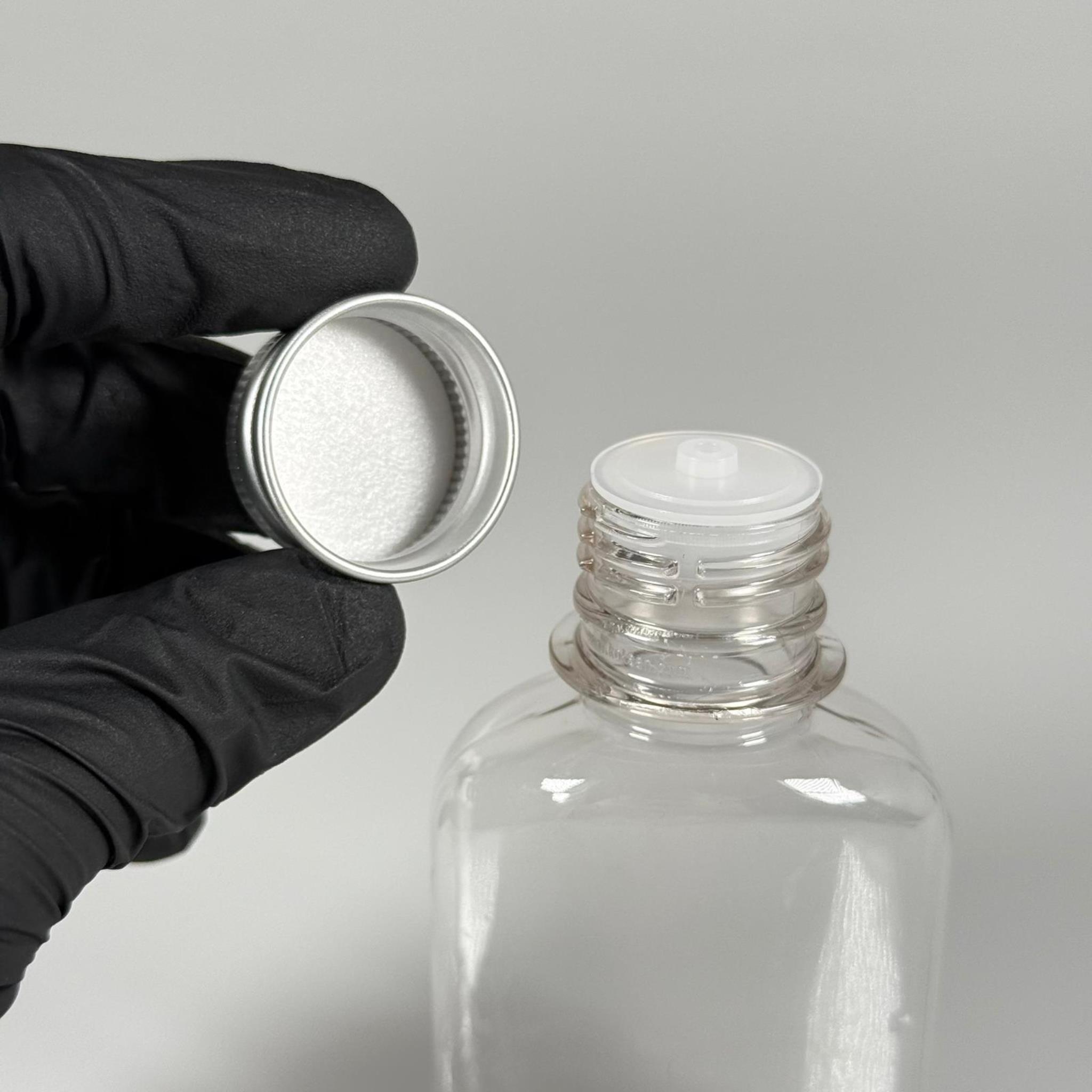 100 ML YASSI METAL KAPAKLI KOLONYA TIPALI PET ŞİŞE - 100 CC CONTALI GÜMÜŞ ALÜMİNYUM KAPAKLI PLASTİK ŞİŞE