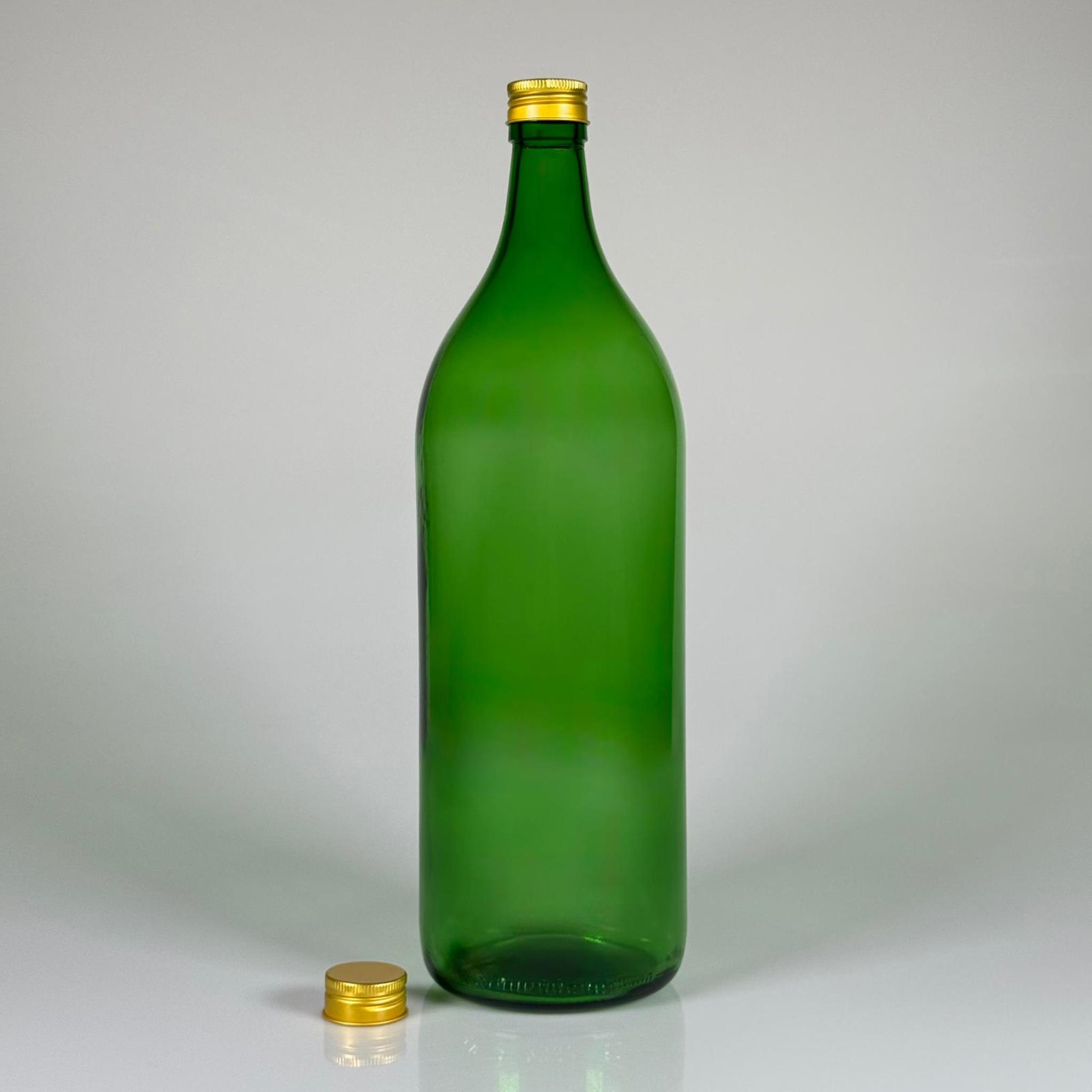 2000 CC YEŞİL CAM ŞİŞE - GOLD METAL ALÜMİNYUM KAPAKLI - 2000 ML YAĞ ŞİŞESİ - SİRKE ŞİŞESİ - 2 LİTRE CAM ŞİŞE