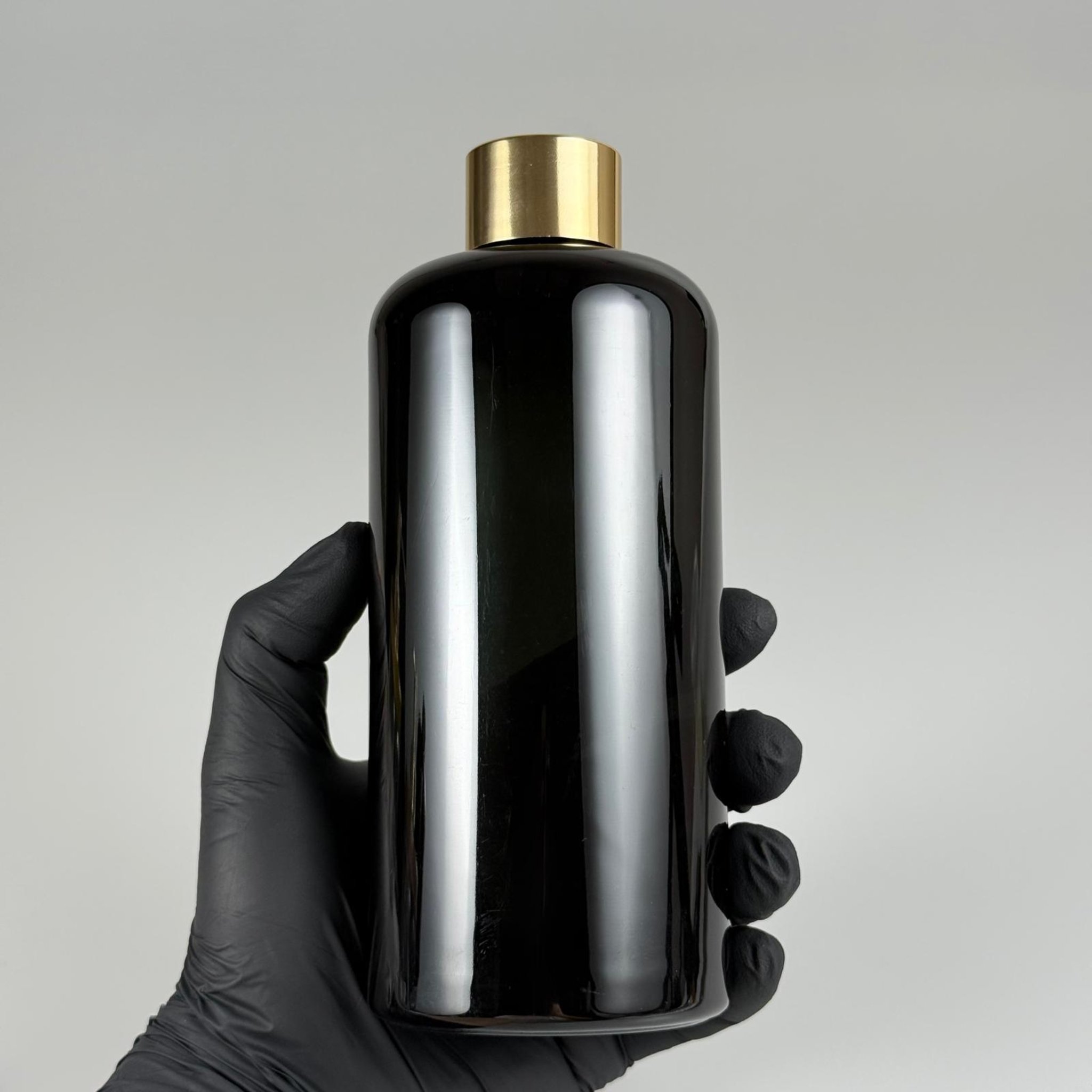 500 CC SİYAH UZUN SİLİNDİR PET ŞİŞE + ALÜMİNYUM KAPLAMALI GOLD KAPKALI + KÖR TIPALI TAKIM - 500 ML SİYAH PET ŞİŞE