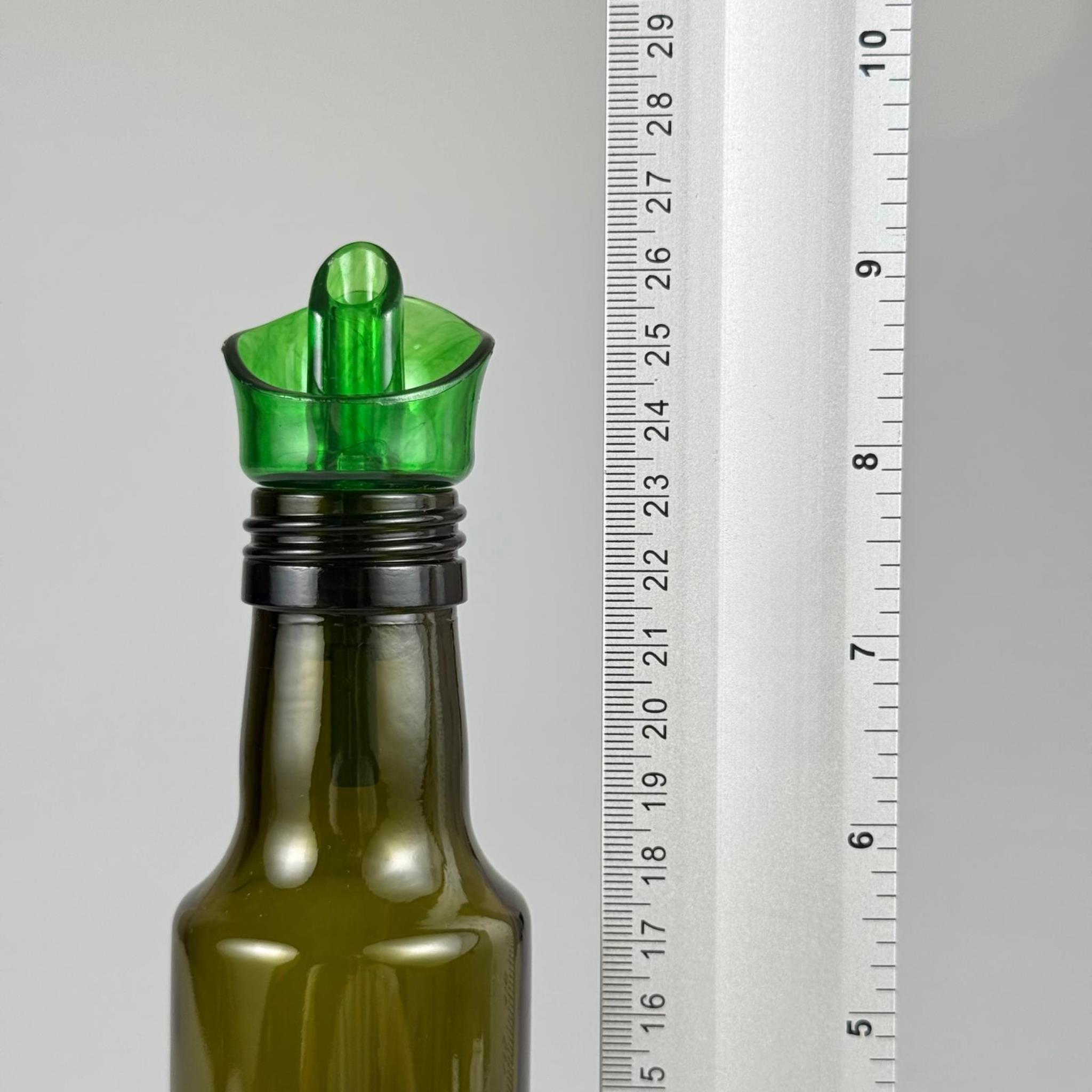 Akıtmaz Kapaklı Şık Cam Yağlık – Zeytinyağı ve Sirke İçin - Restoran Tipi 250 ML Yeşil Dorika Silindir Yağdanlık Açık Yeşil Akıtıcı Başlıklı