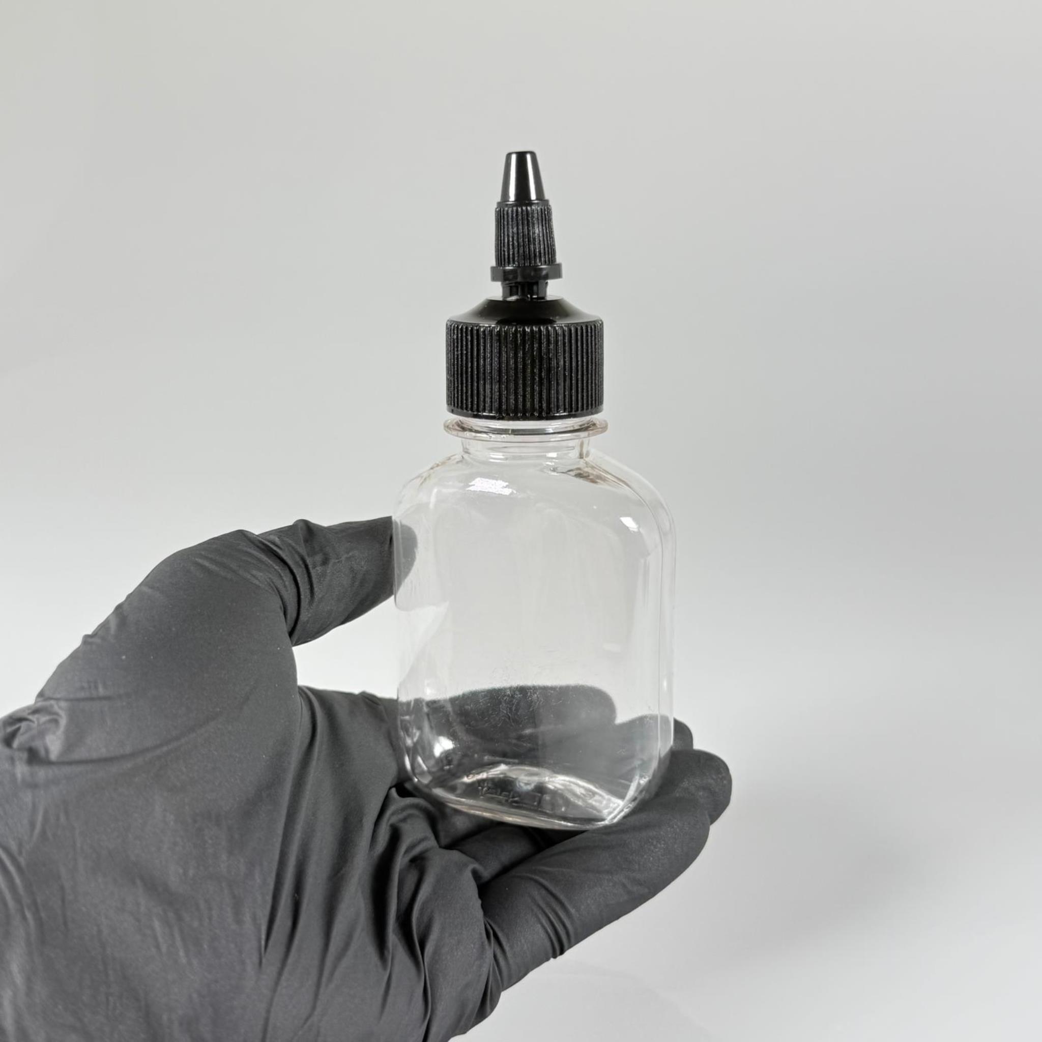 mini yağlık, sosluk - kolayca sıkılabilir 100 ml plastik pet şişe + siyah asansör twist sivri kapak