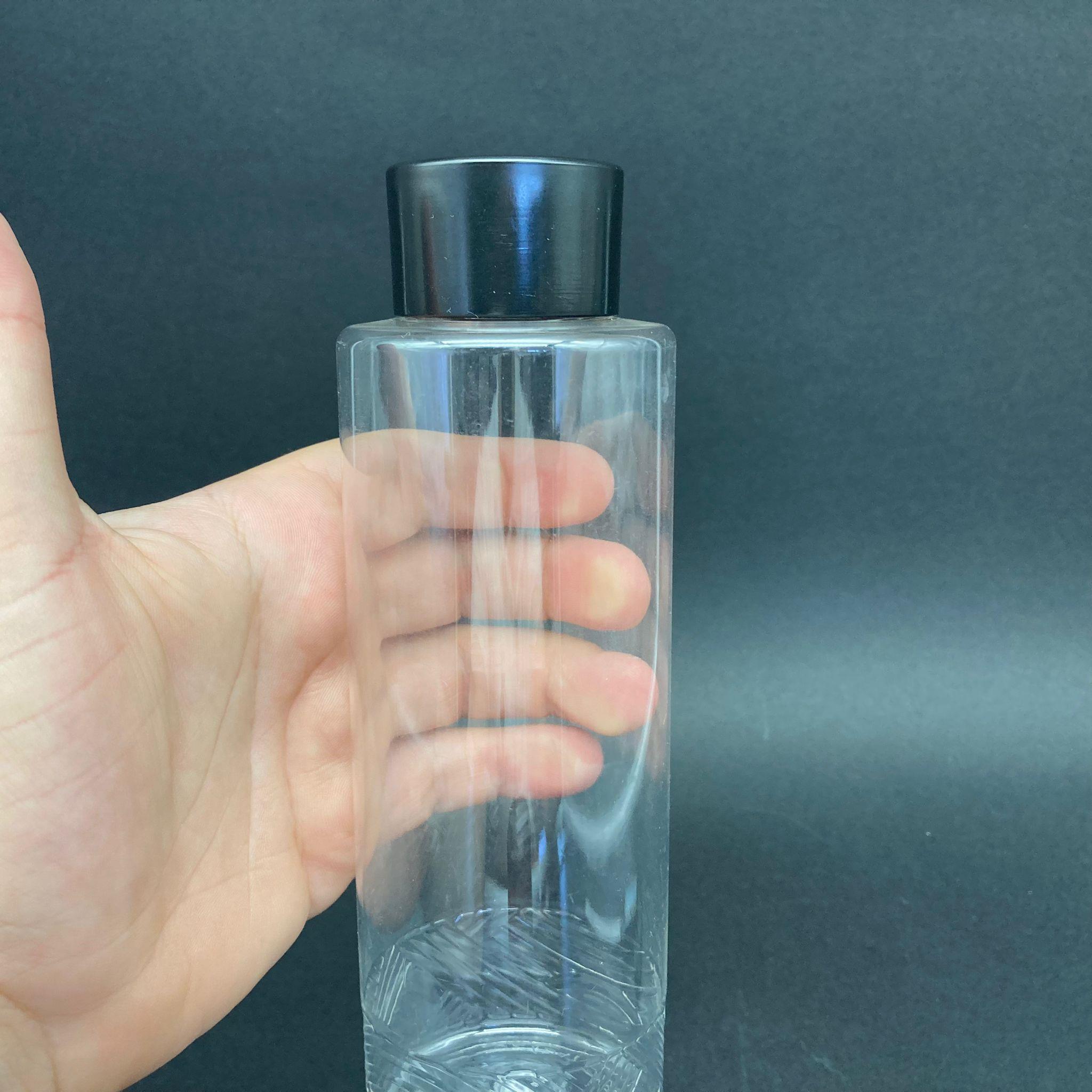400 CC SİLİNDİR KISA MODEL PET ŞİŞE - SİYAH KOLONYA KAPAKLI TIPALI - 400 ML PLASTİK KOLONYA ŞİŞESİ