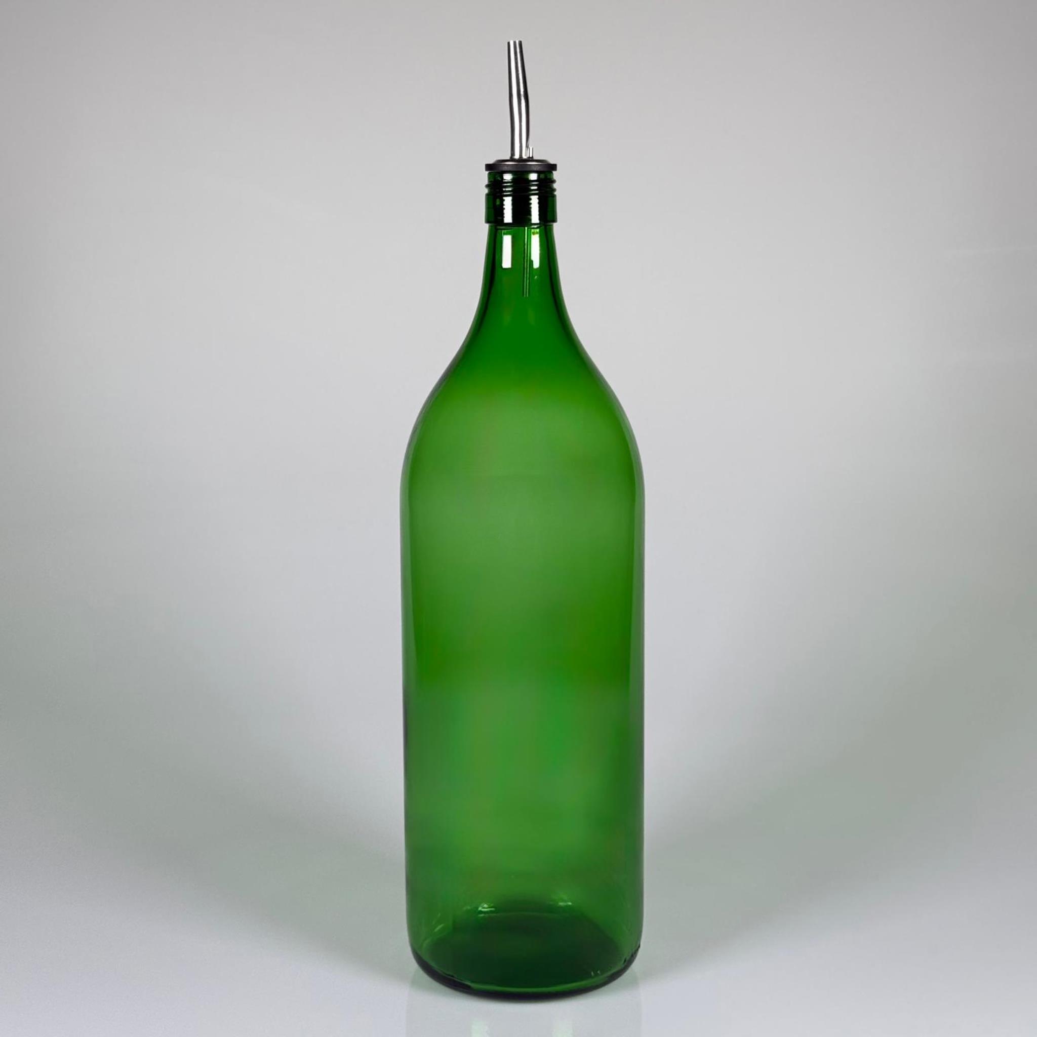 2000 CC YEŞİL CAM ŞİŞE - ÇELİK YAĞDANLIK TIPALI AKITICILI - 2 LİTRE YEŞİL CAM ŞİŞE - 2 LİTRE YAĞLIK SİRKELİK ŞİŞESİ