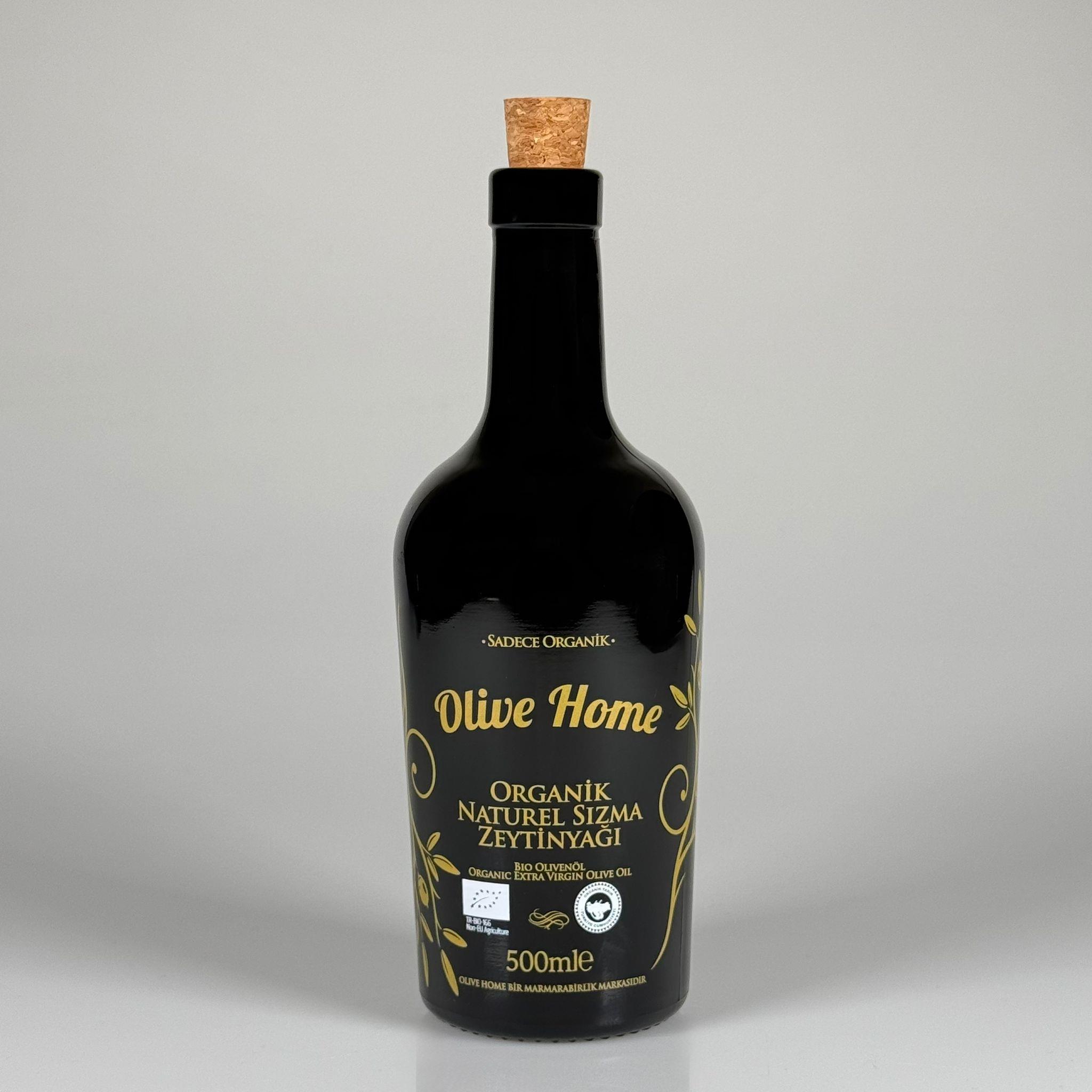 500 CC SİYAH OLİVE YAZI CAM ZEYTİNYAĞ ŞİŞESİ - MANTAR TIPALI - 500 ML YAĞDANLIK BASKILI CAM ŞİŞE