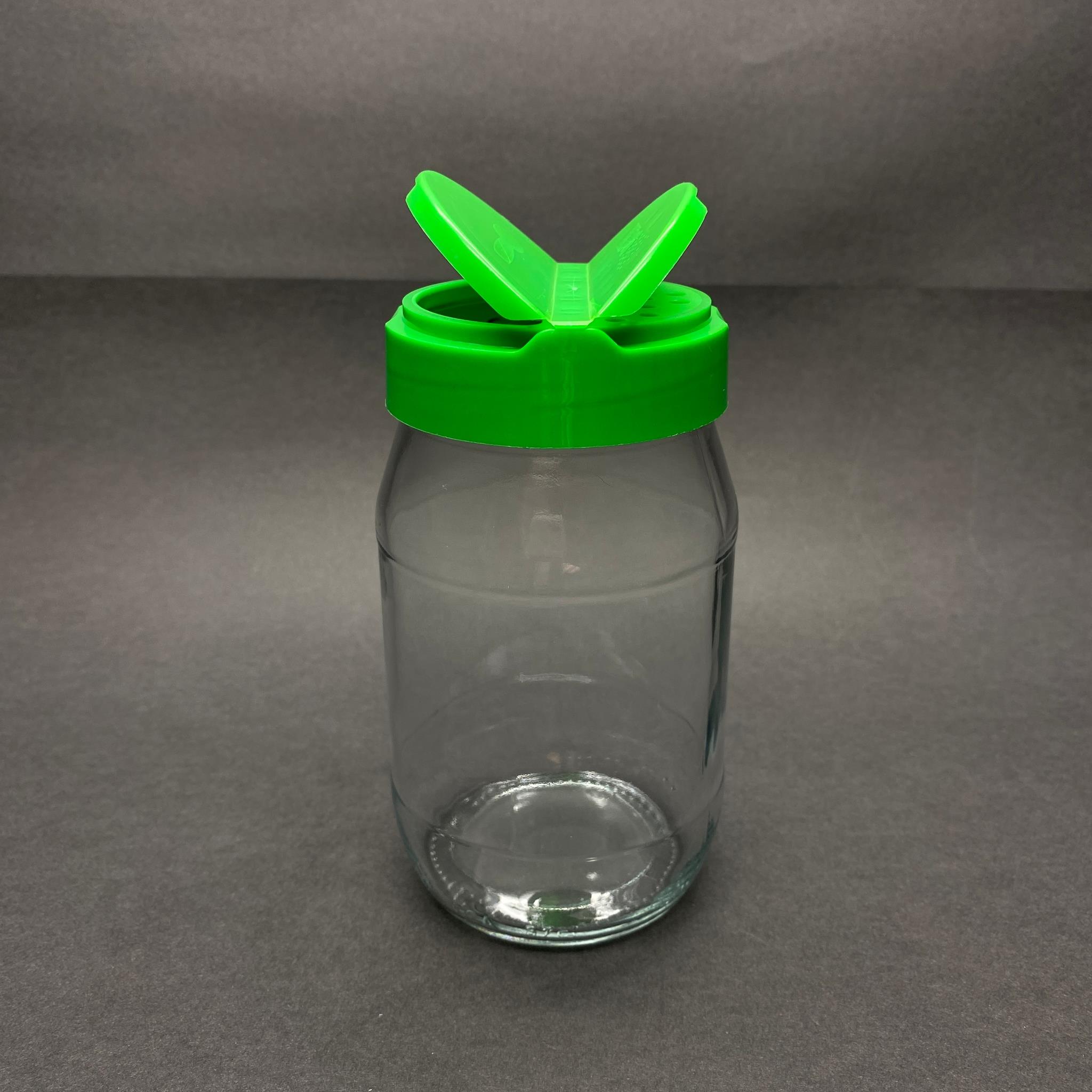 370 CC CAM BAHARATLIK KAVANOZ - 370 ML BAHARAT KAVANOZU - YEŞİL AÇILIR KAPANIR KAPAKLI