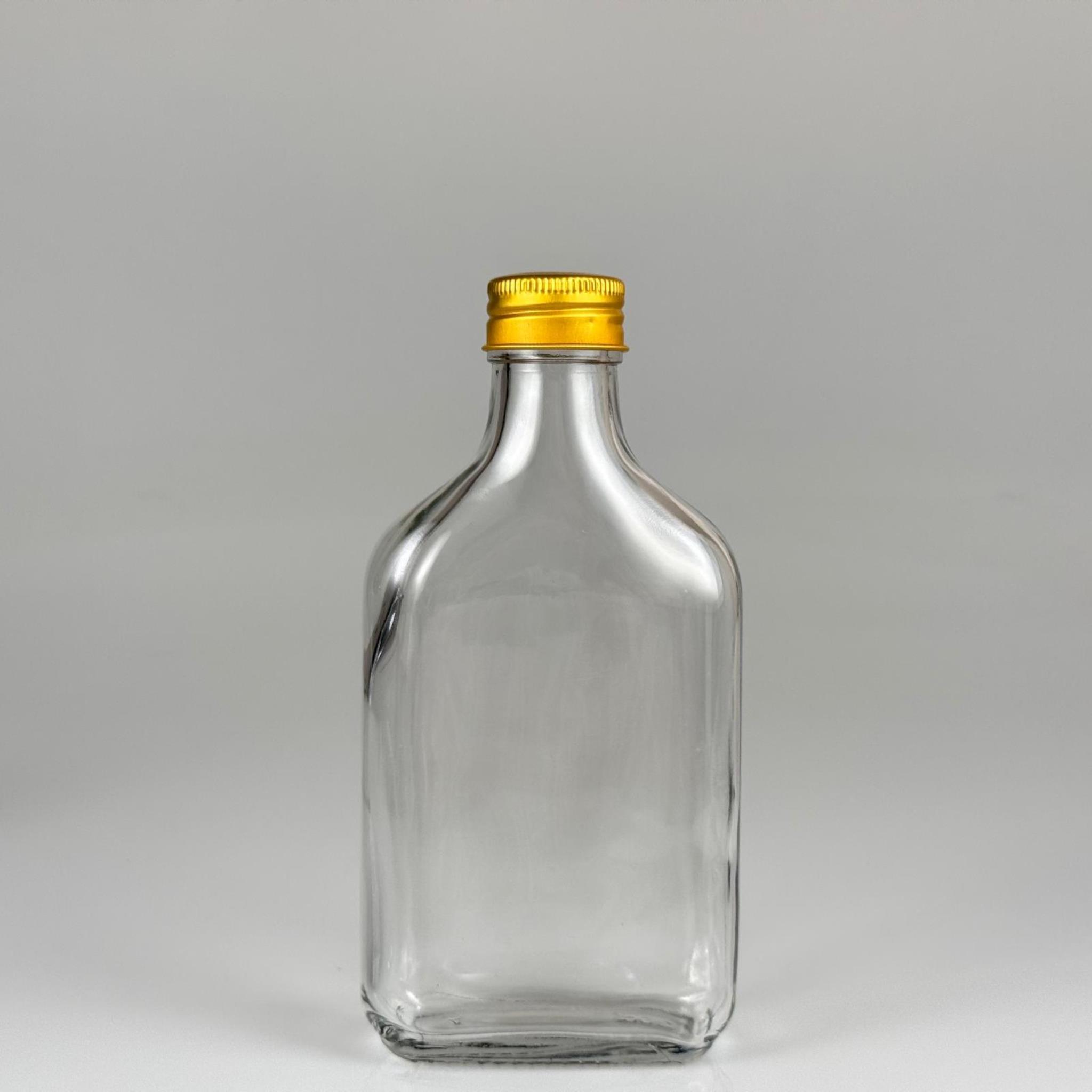 200 CC YASSI LÜX KOLONYA CAM ŞİŞE - GOLD METAL ALÜMİNYUM KAPAKLI + KOLONYA TIPALI - 200 ML LÜKS METAL KAPAKLI CAM KOLONYA ŞİŞESİ