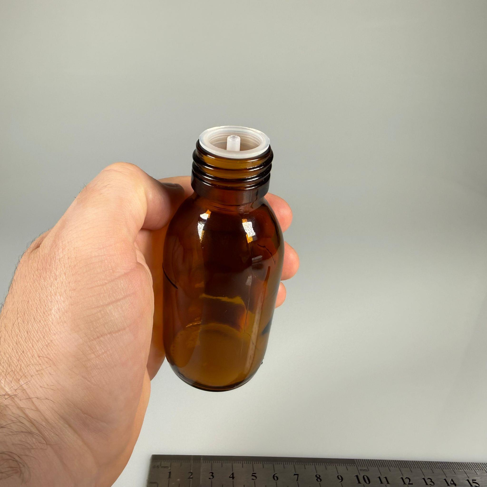 100 ML DOLUMU KOLAY, GENİŞ AĞIZLI İÇTEN DAMLALIKLI ŞİŞE (28 MM AĞIZ)  - 100 CC BEYAZ CONTALI KAPAKLI İÇTEN DAMLALIKLI CAM ECZA ŞİŞESİ - AMBER KAHVERENGİ