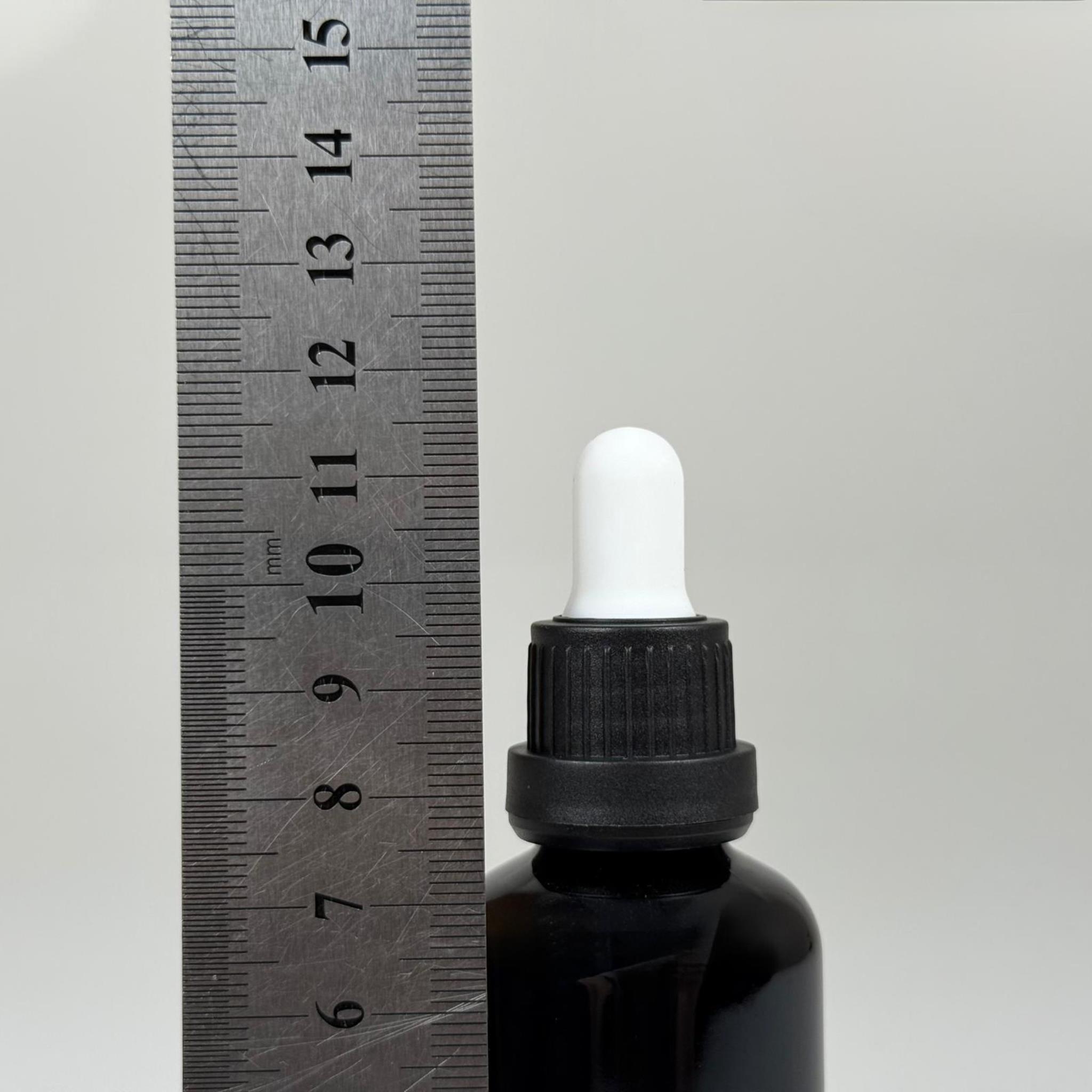 50 CC SİYAH CAM DAMLALIKLI ŞİŞE - BEYAZ EMZİK - SİYAH PLASTİK KİLİTLİ  KAPAK - 50 ML SİYAH CAM DAMLALIKLI ŞİŞE
