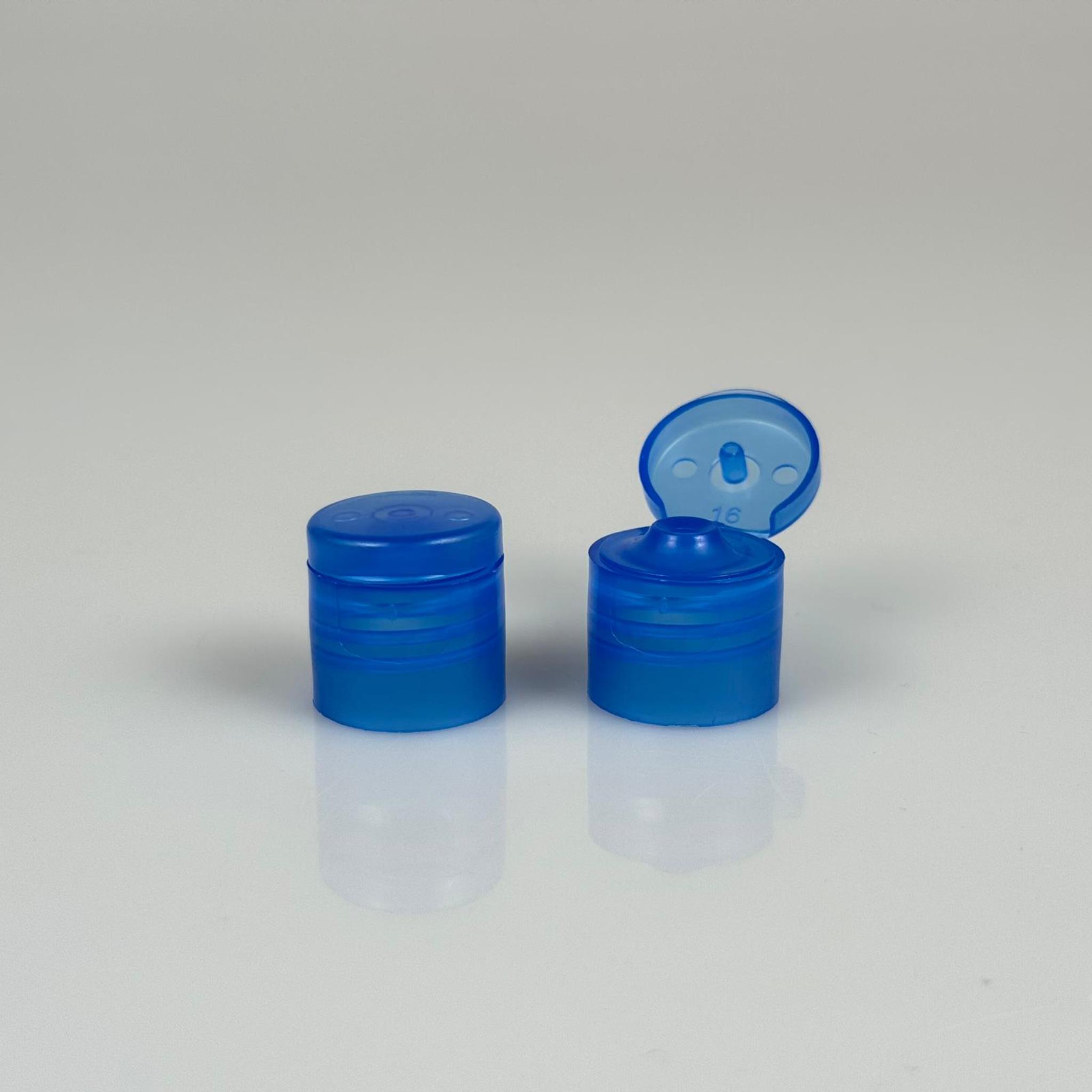 18 MM FLİPTOP KAPAK MAVİ - AÇILIR KAPANIR KAPAK - AKITICILI KOLONYA DEZENFEKTAN KAPAK