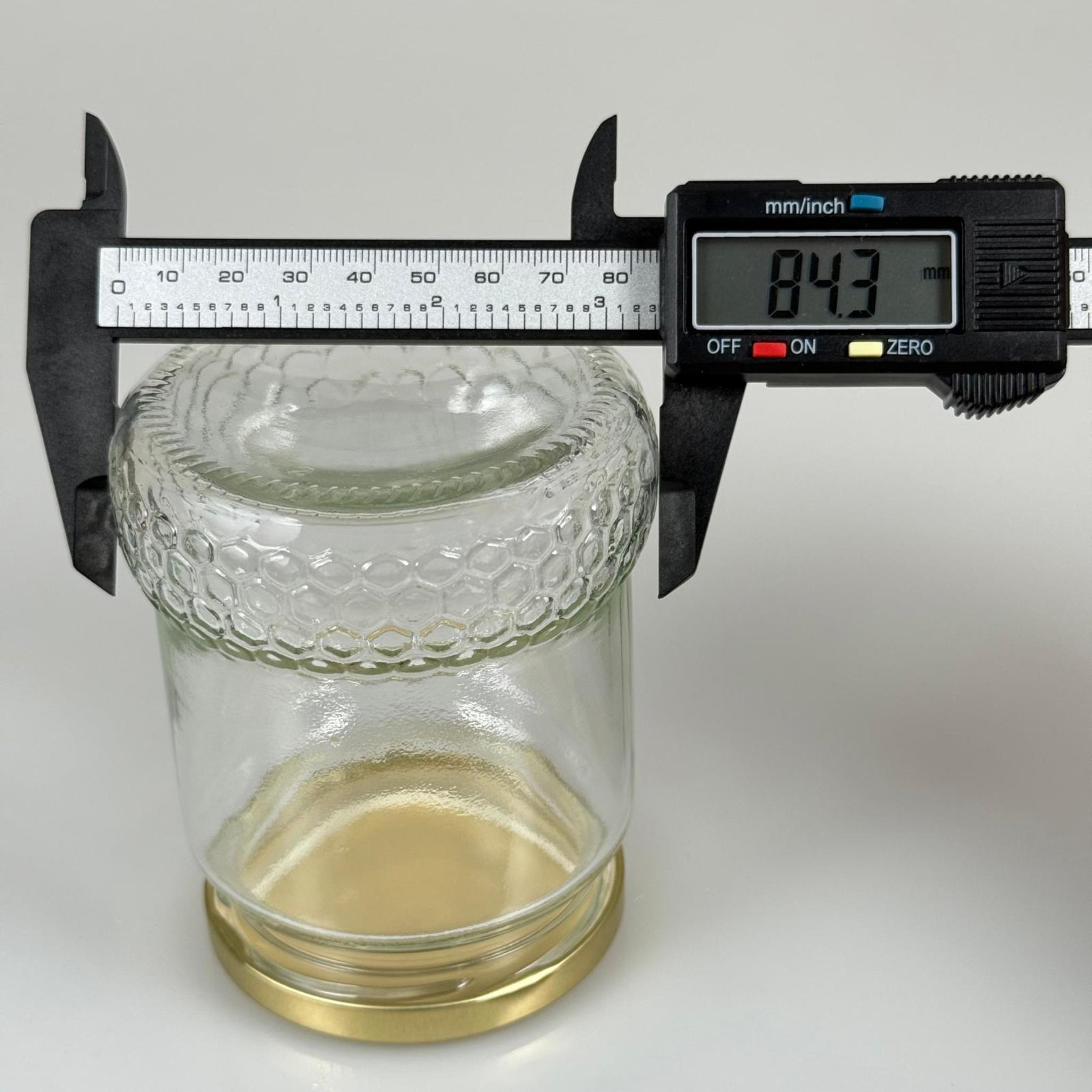 370 CC ÖZEL PETEK ŞEKLİNDE CAM BAL KAVANOZU + GOLD METAL KAPAK