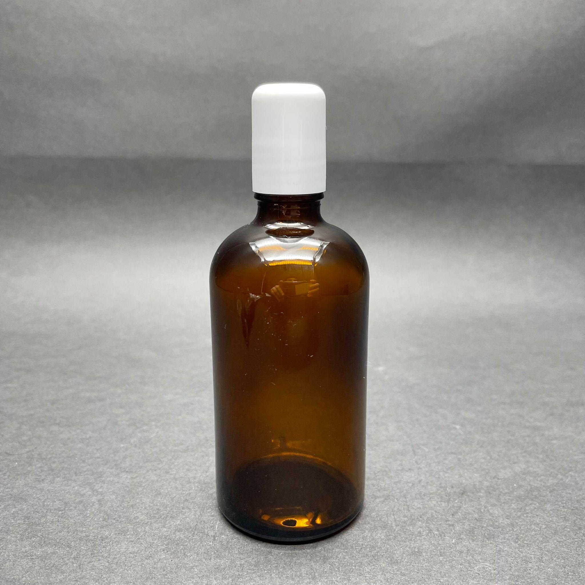 100 CC AMBER CAM ROLL-ON ŞİŞESİ - BEYAZ KAPAKLI - 100 ML ÇELİK BİLYELİ ŞİŞE - CAM ROLL ON ŞİŞE - CAM ESANS ŞİŞESİ