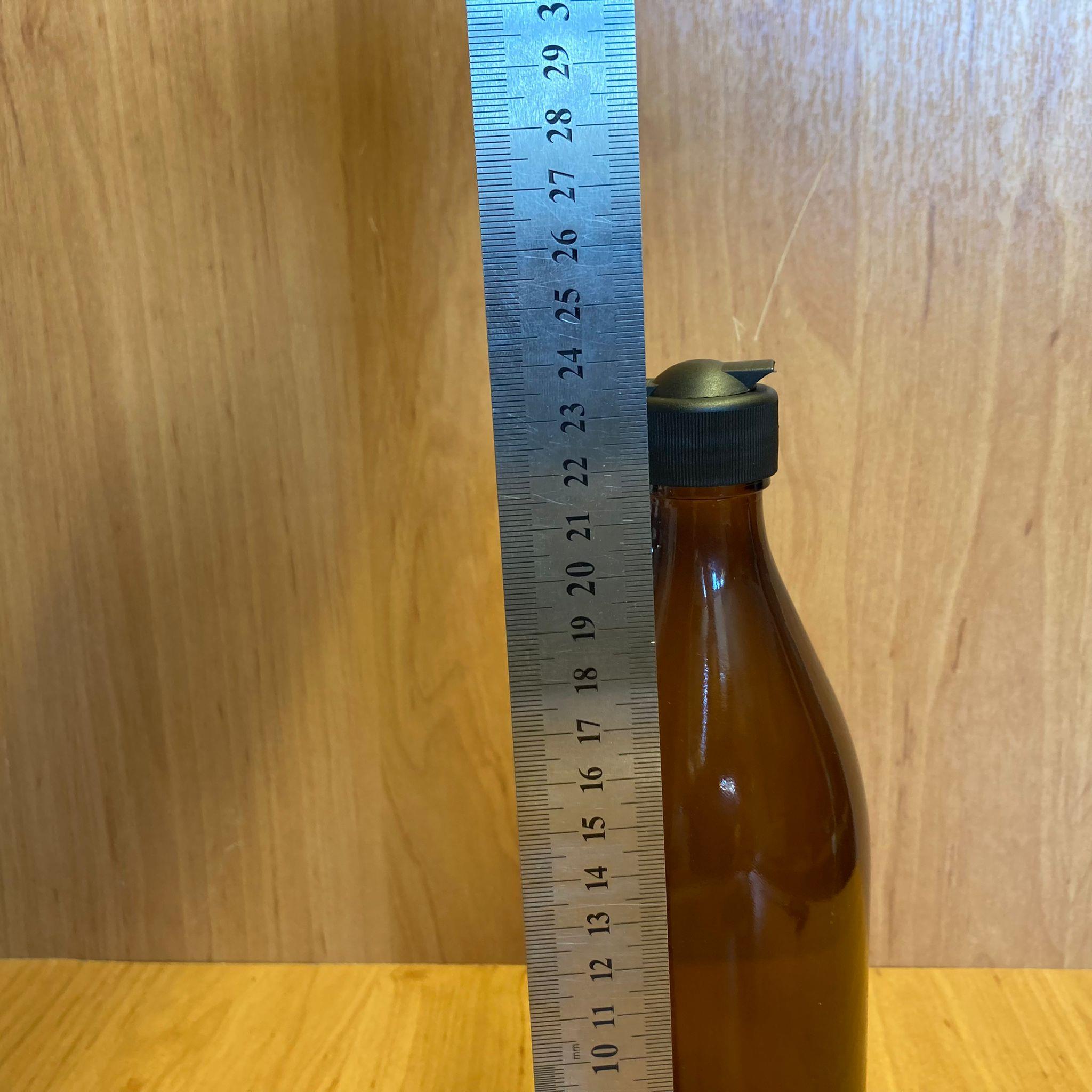 500 CC AMBER CAM ŞİŞE - SİYAH AKITICILI FLİPTOP KAPAKLI - 500 ML KAHVERENGİ BOŞ ŞURUP ŞİŞESİ - AÇILIR KAPANIR KAPAKLI