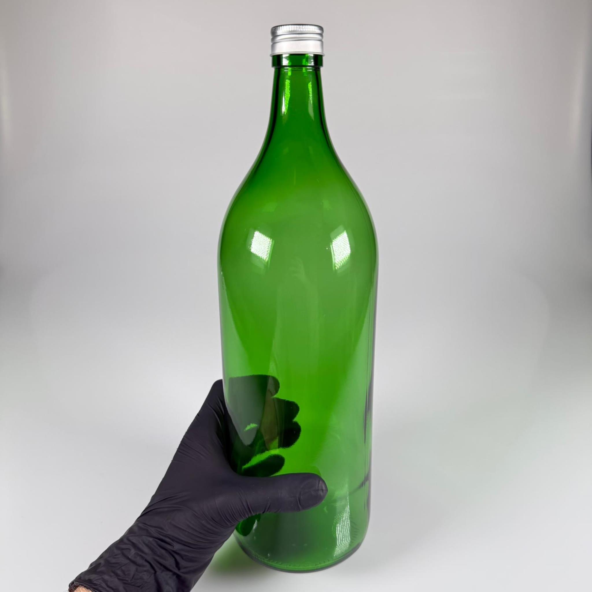 2000 CC YEŞİL CAM ŞİŞE - GÜMÜŞ METAL ALÜMİNYUM KAPAKLI - 2000 ML YAĞ ŞİŞESİ - SİRKE ŞİŞESİ - 2 LİTRE CAM ŞİŞE