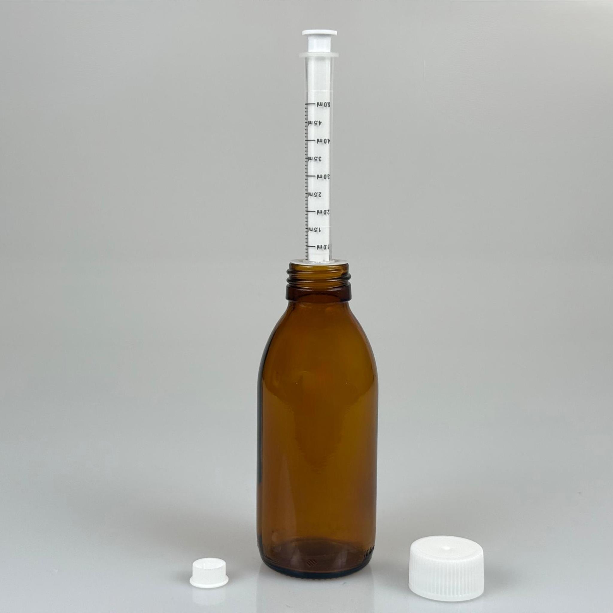 160 ML CAM ECZA ŞİŞESİ + 5 ML DOZAJ PİPETİ + DOZAJ TIPASI + CONTALI PLASTİK KAPAK TAKIM