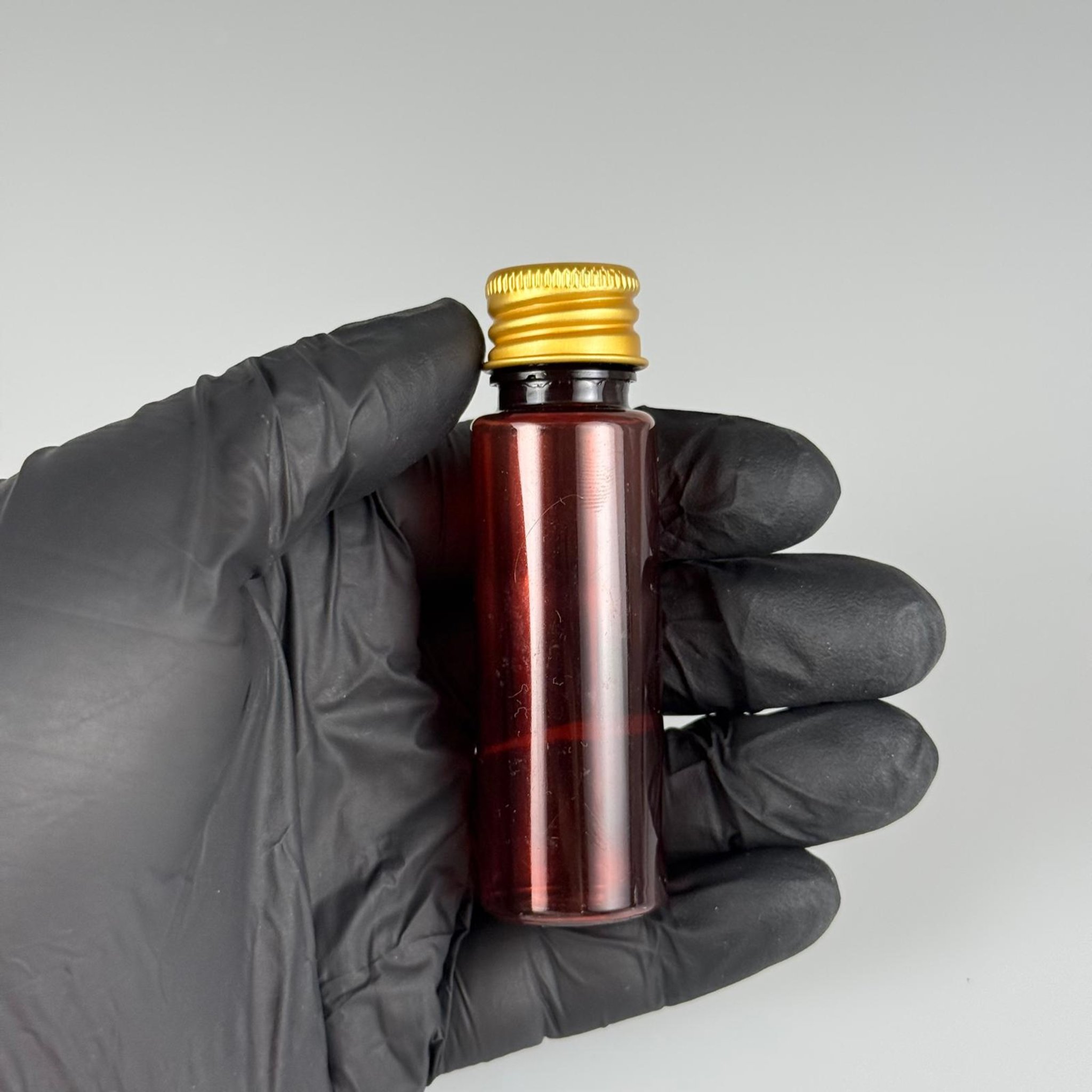 20 CC PET AMBER SHOT ŞİŞE - KÖPÜK CONTALI GOLD ALÜMİNYUM METAL KAPAKLI + KÖR TIPALI TAKIM - 20 ML KAHVERENGİ PLASTİK ŞİŞE