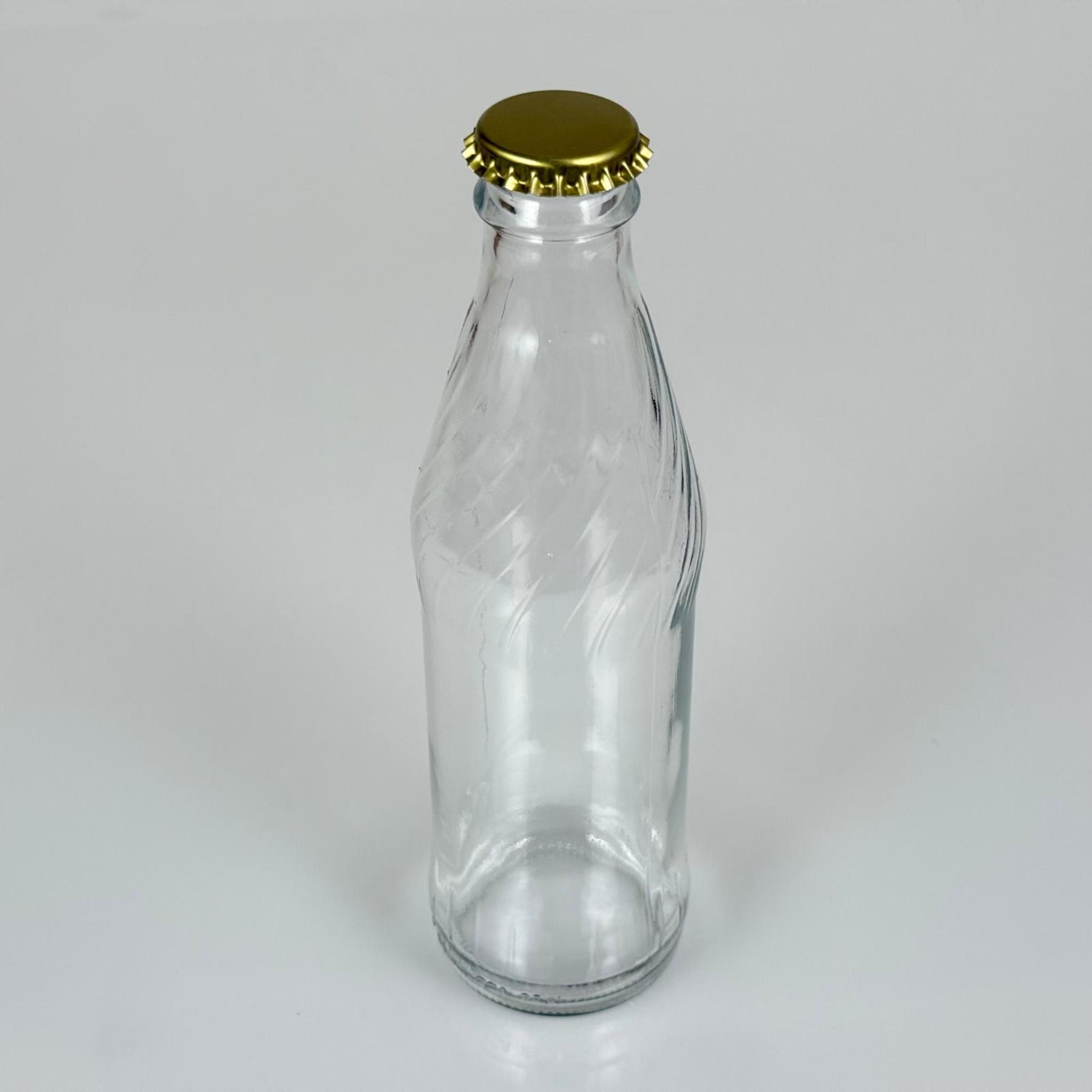 250 CC ŞEFFAF CAM GAZOZ ŞİŞESİ - GOLD KAPAKLI - 250 ML SODA ŞİŞESİ - ŞİŞE VE KAPAK AYRI GELİR