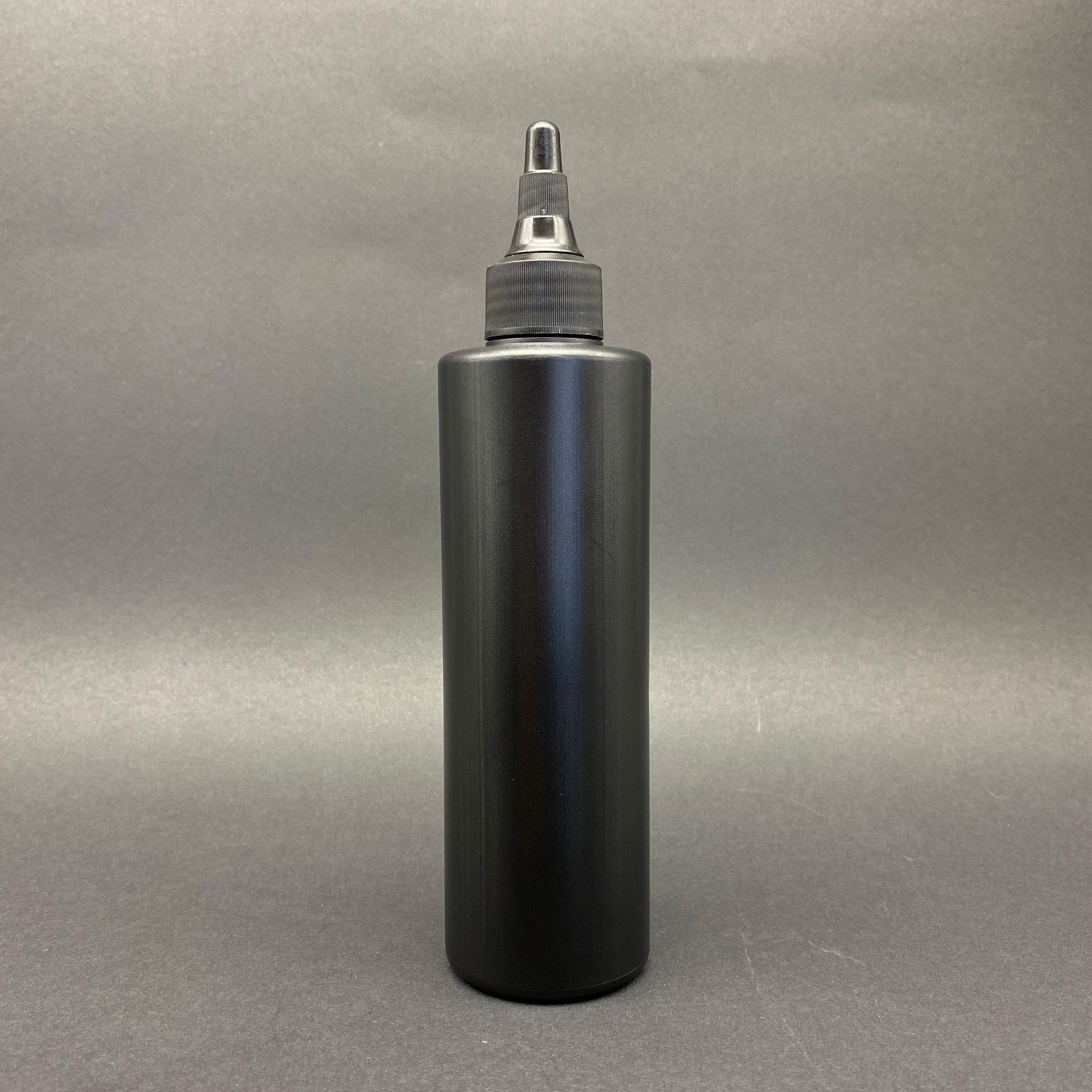 250 CC SİYAH POLİETİLEN ŞİŞE - SİYAH ASANSÖR AKITICI KAPAKLI - 250 ML PLASTİK AKITICILI ŞİŞE