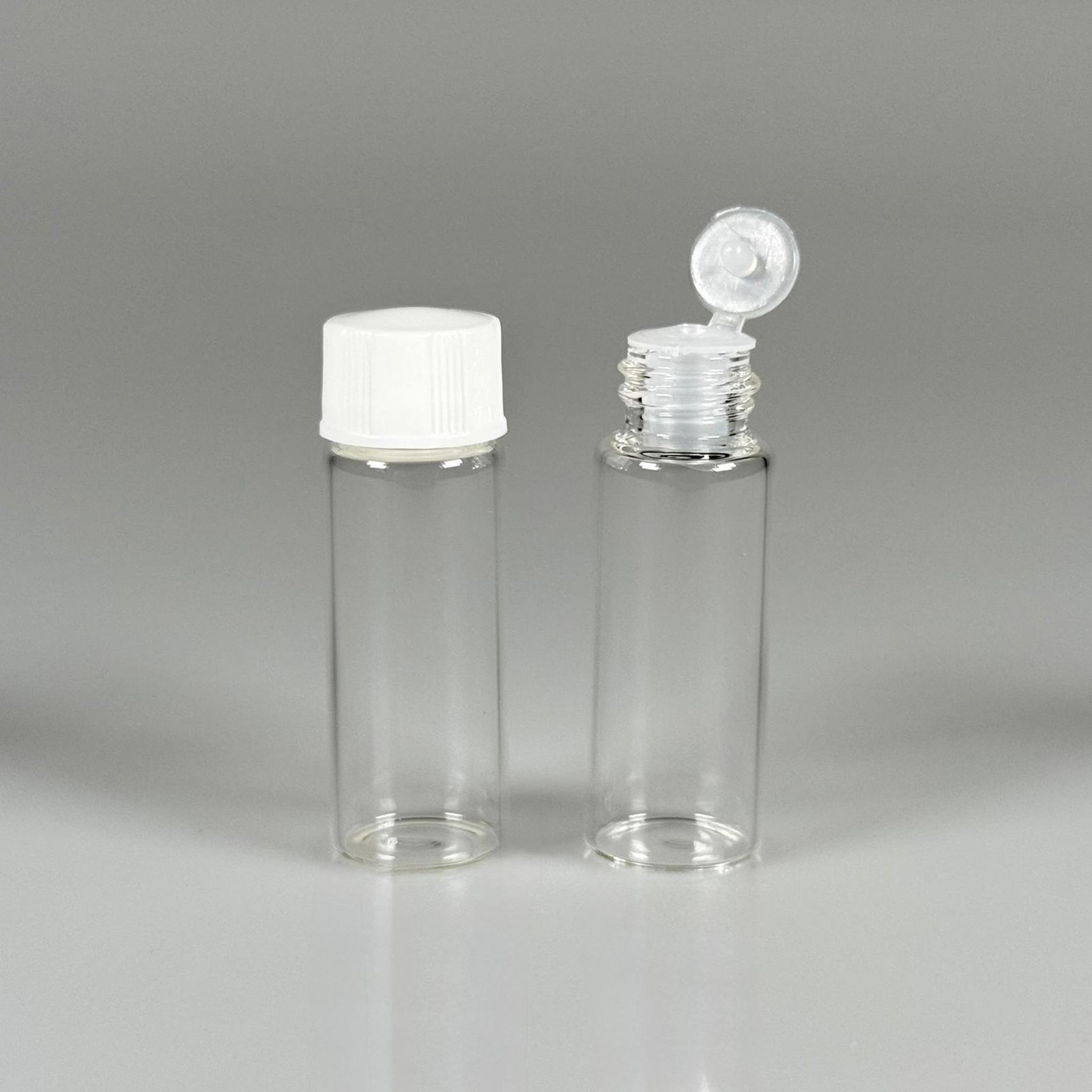 5 CC ŞEFFAF İNCE CAM ŞİŞE - BEYAZ KAPAKLI + İÇTEN DAMLALIKLI - 5 ML CAM ŞİŞE