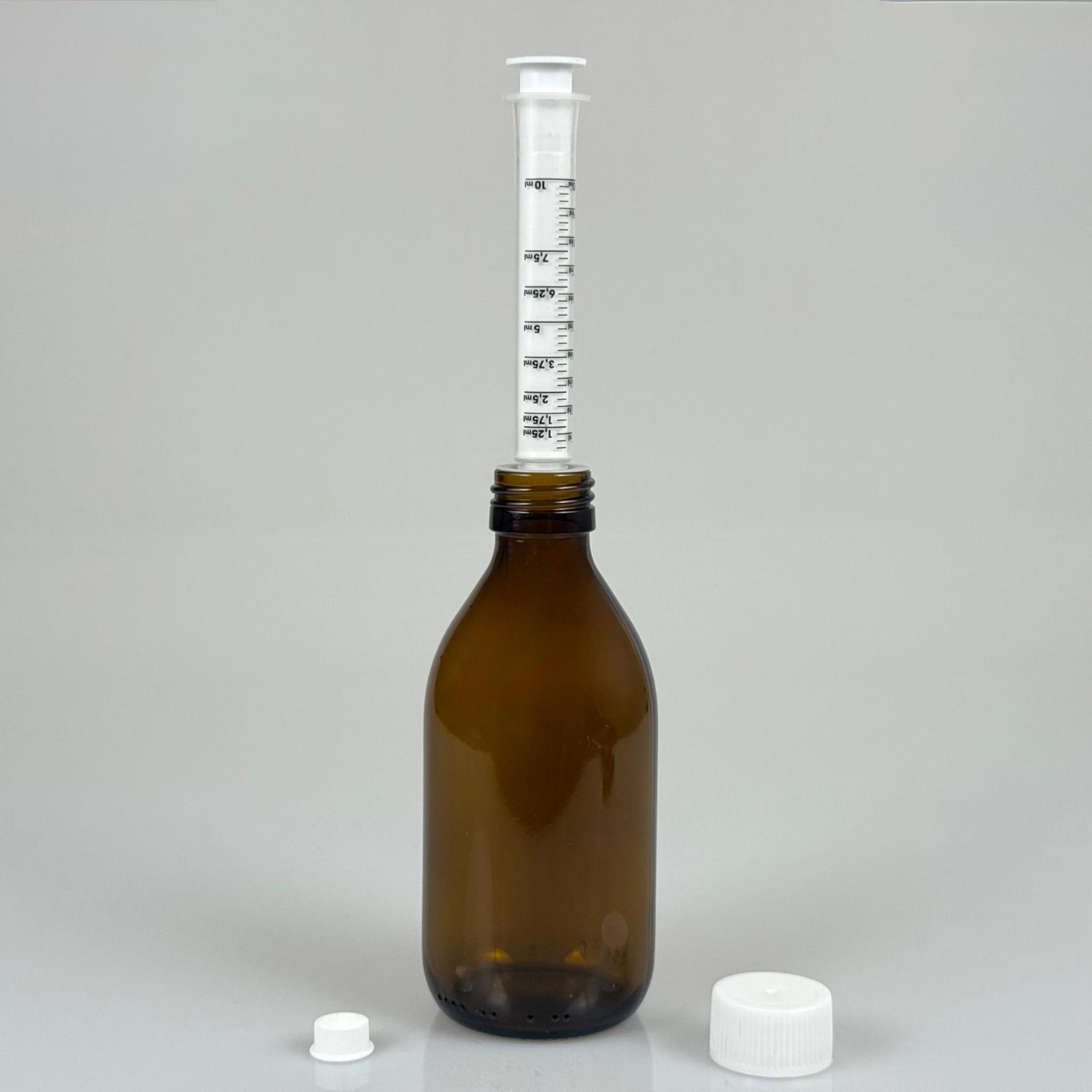 250 ML CAM ECZA ŞİŞESİ + 10 ML DOZAJ PİPETİ + DOZAJ TIPASI + CONTALI PLASTİK KAPAK TAKIM