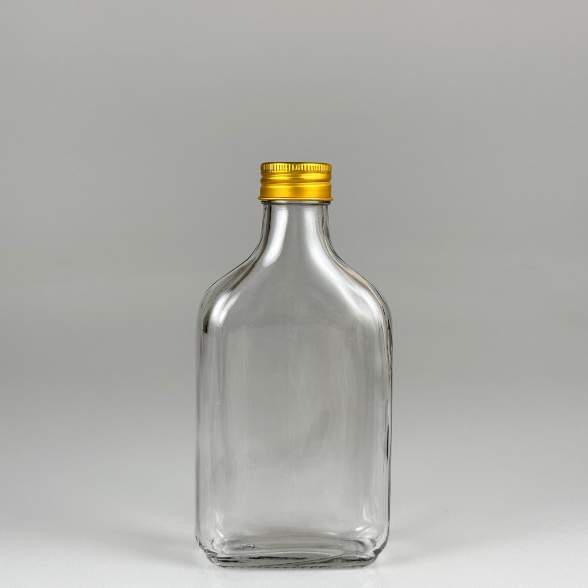 200 CC YASSI CAM ŞİŞE - GOLD METAL ALÜMİNYUM KAPAKLI - 200 ML CAM ŞİŞE - SOĞUK KAHVE İÇİN COLD BREW ŞİŞESİ