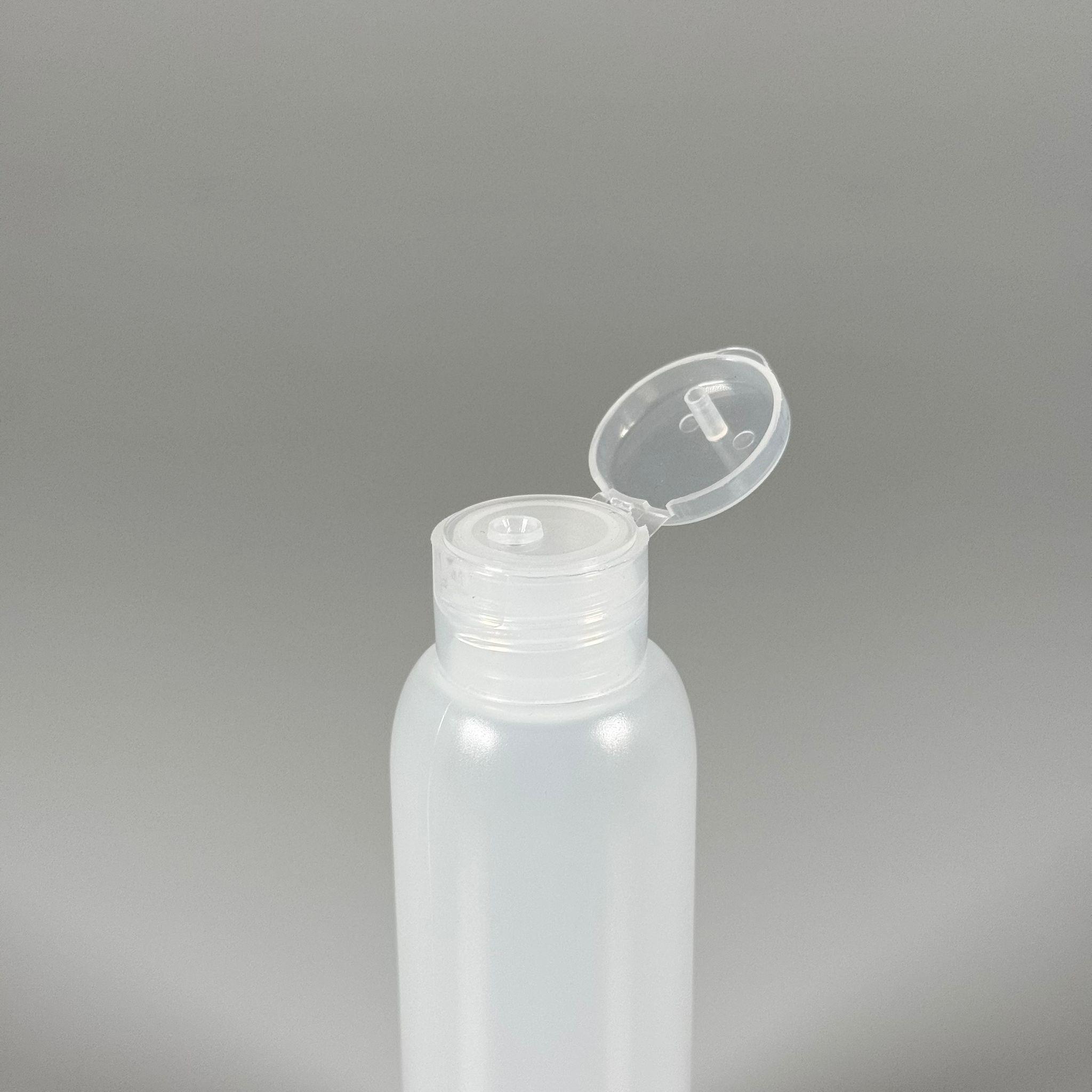 100 ML SIKILABİLİR YUMUŞAK PE PLASTİK ŞİŞE - ŞEFFAF FLİPTOP ŞAMPUAN KAPAKLI - 100 cc sos, yağ, kartuş, mürekkep vb için boş şişeler