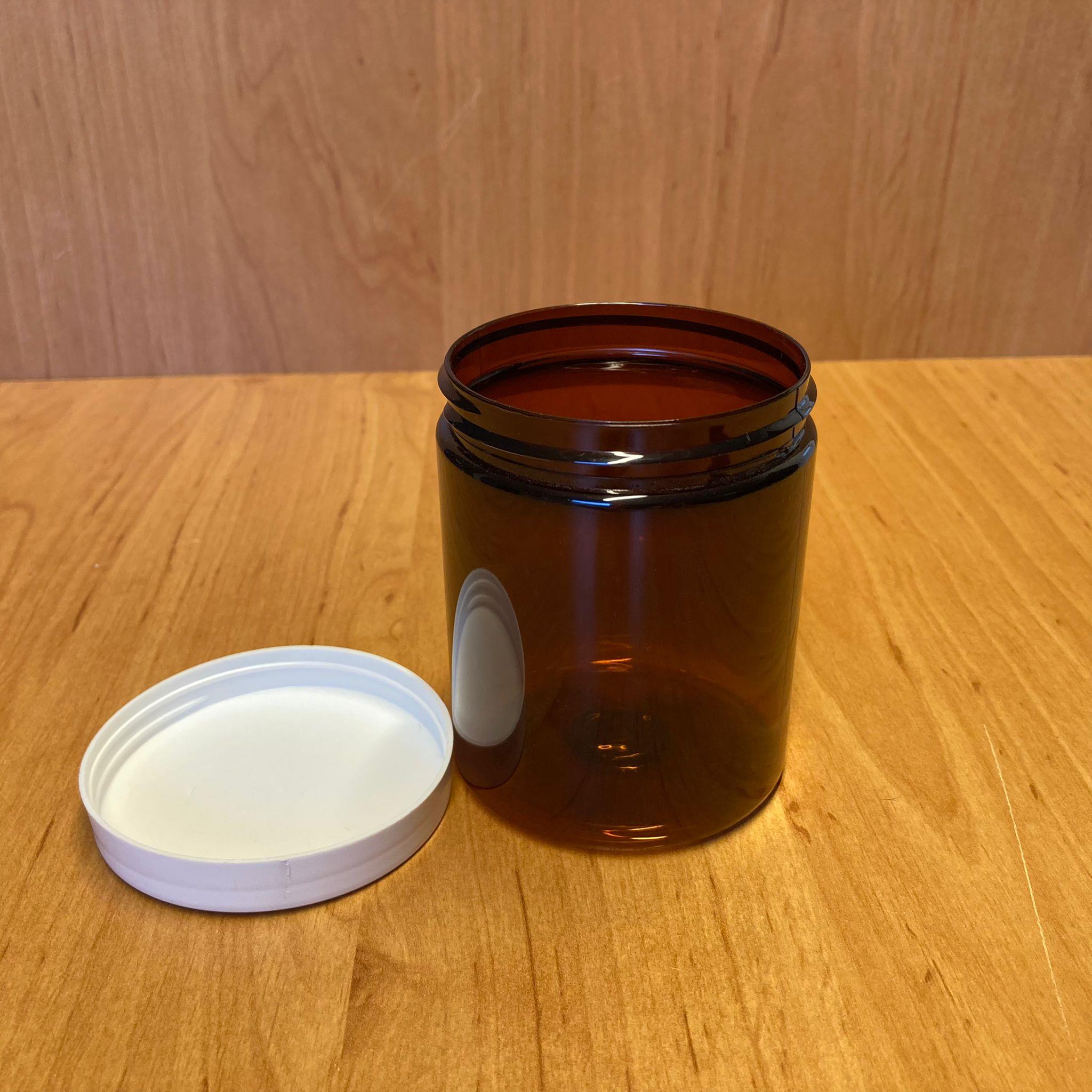 300 CC AMBER SERT PLASTİK KAVANOZ - BEYAZ KAPAKLI - 300 ML PLASTİK KREM KAVANOZU