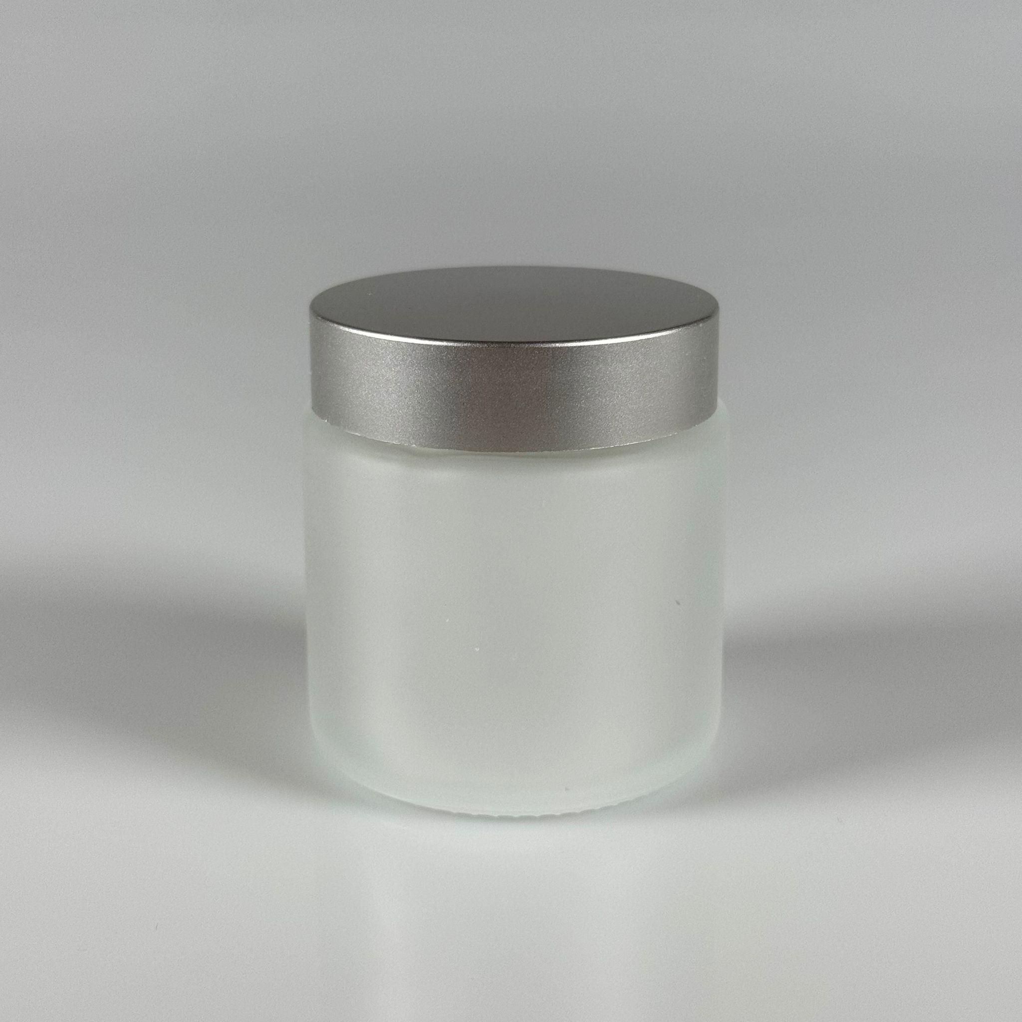 100 CC CAM BUZLU KREM KAVANOZU - GÜMÜŞ  KAPAKLI İÇ CONTALI - 100 ML BUZLU CAM KREM KAVANOZU - BUZLU MUM KAVANOZU