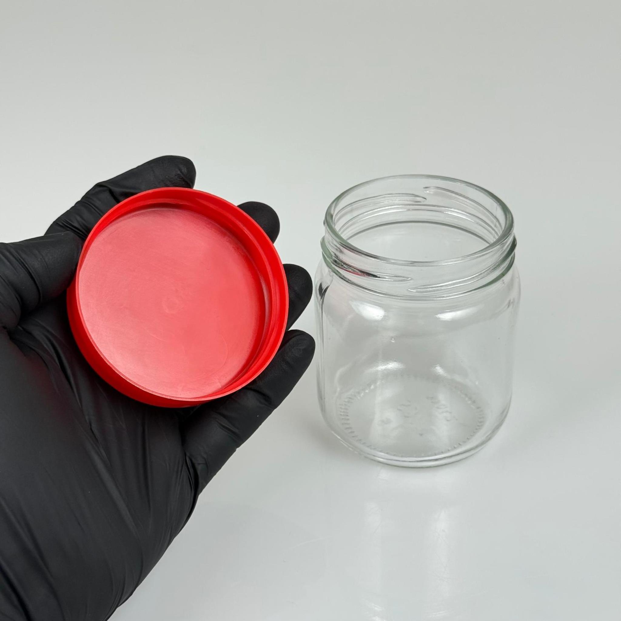 210 CC CAM KAVANOZ - KIRMIZI PLASTİK KAPAKLI - 210 ML CAM KAVANOZ